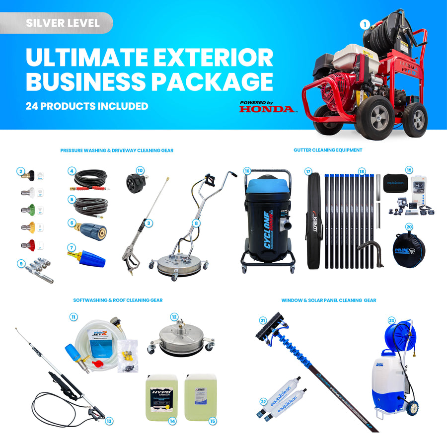 Silver - Ultimate Honda Exterior Business Start-Up Package - Pressure washing, Gutter, Window, Roof cleaning equipment