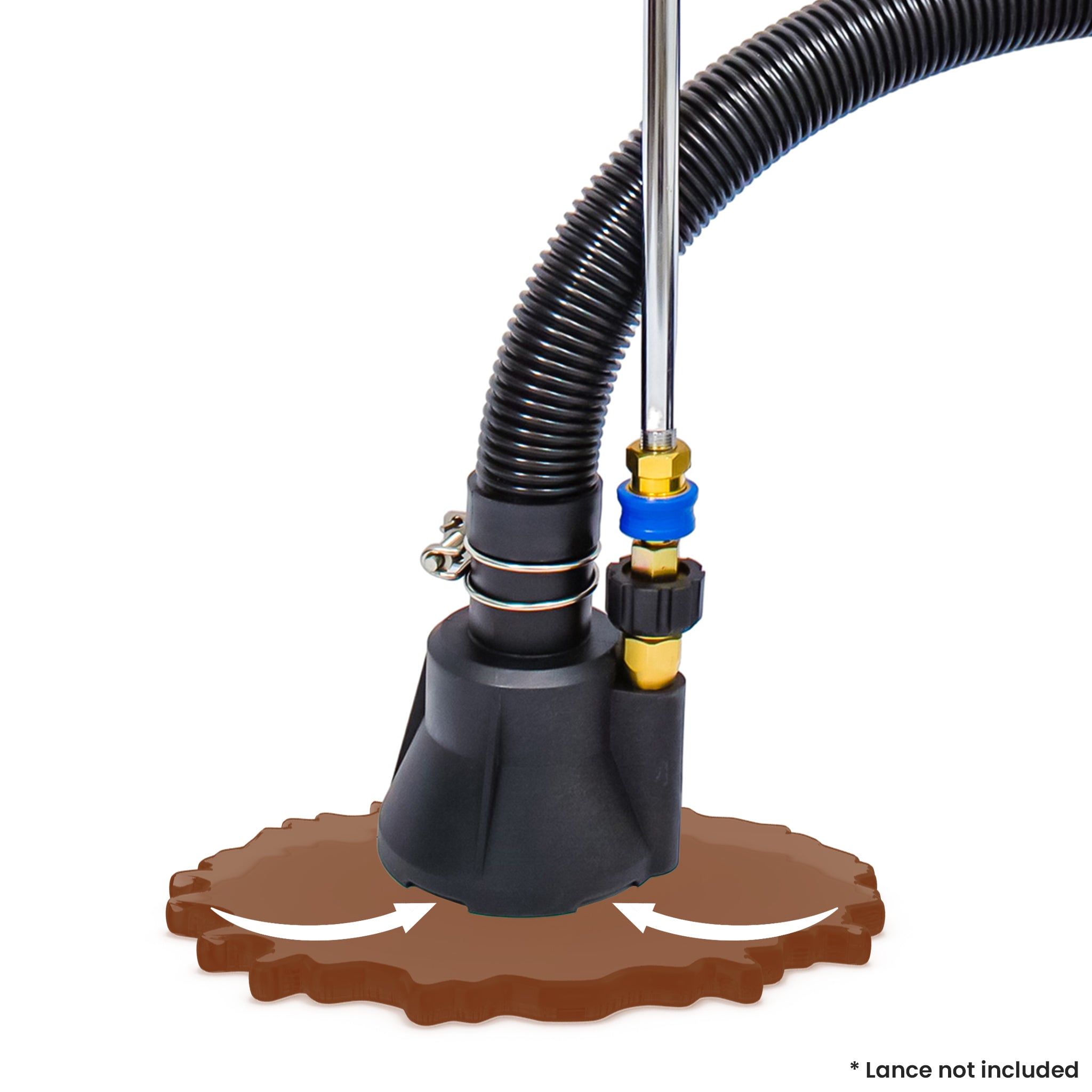 Fixation pour nettoyeur haute pression avec tuyau d'aspiration de boue (tuyau de 5 mètres)