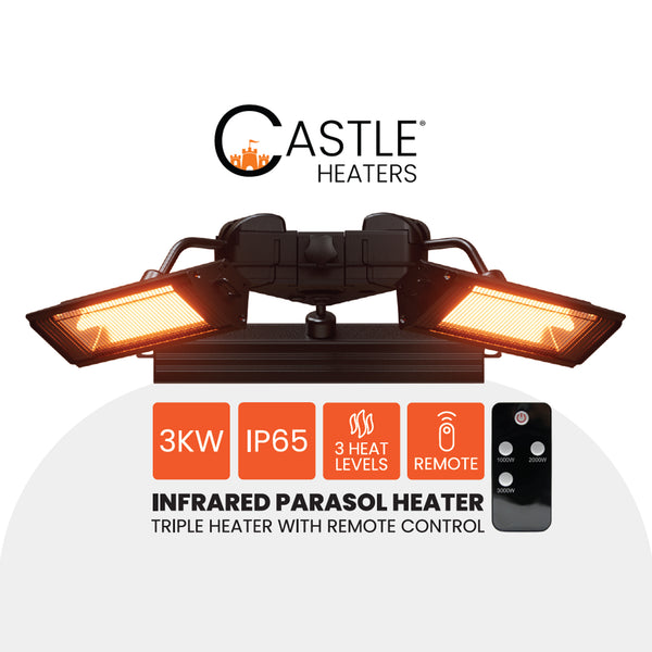 Infrared 3KW Triple Parasol Heater