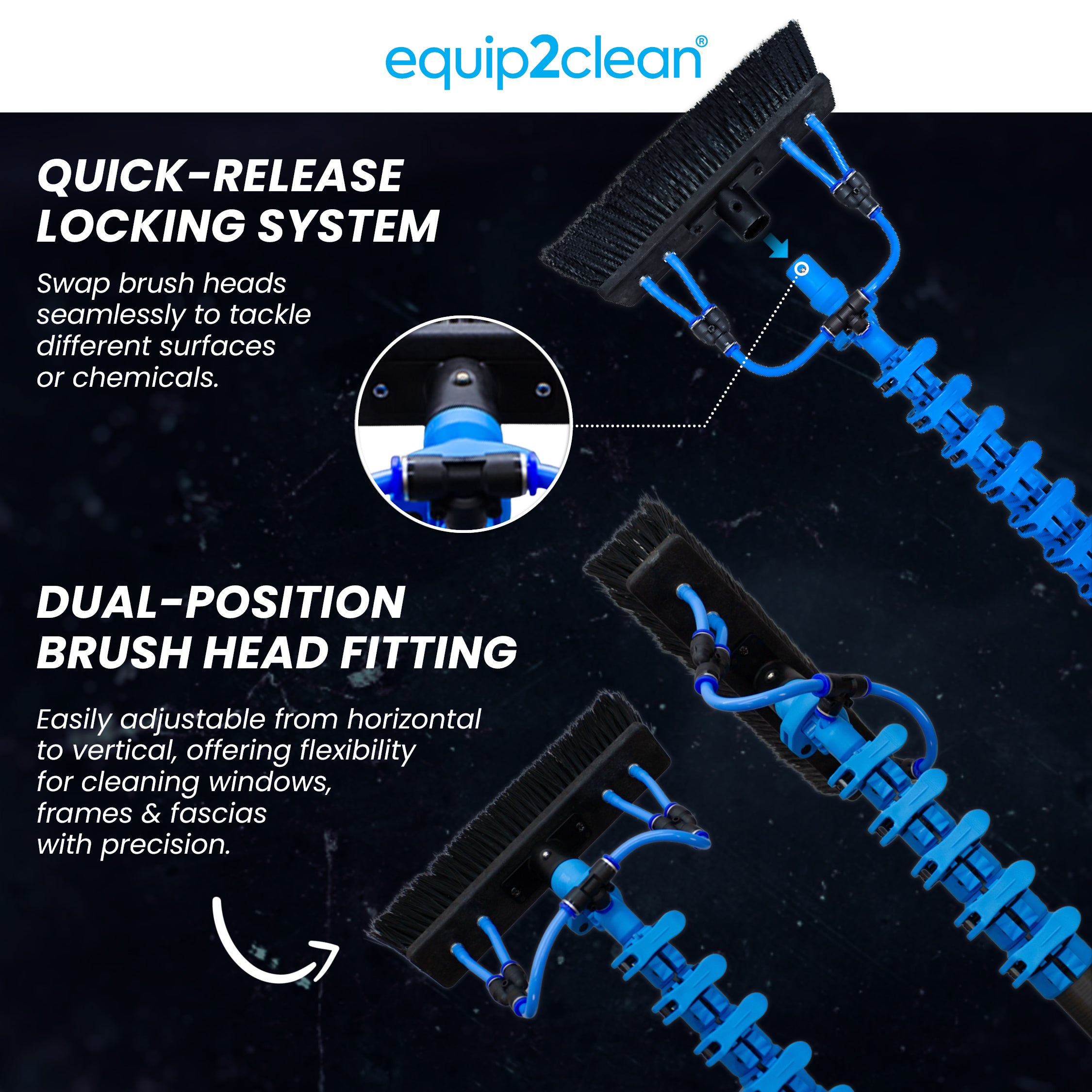 Aquaspray® Venom 18ft Hybrid 50% Carbon, 50% Fiberglass Waterfed Window Cleaning Pole – 4 Sections