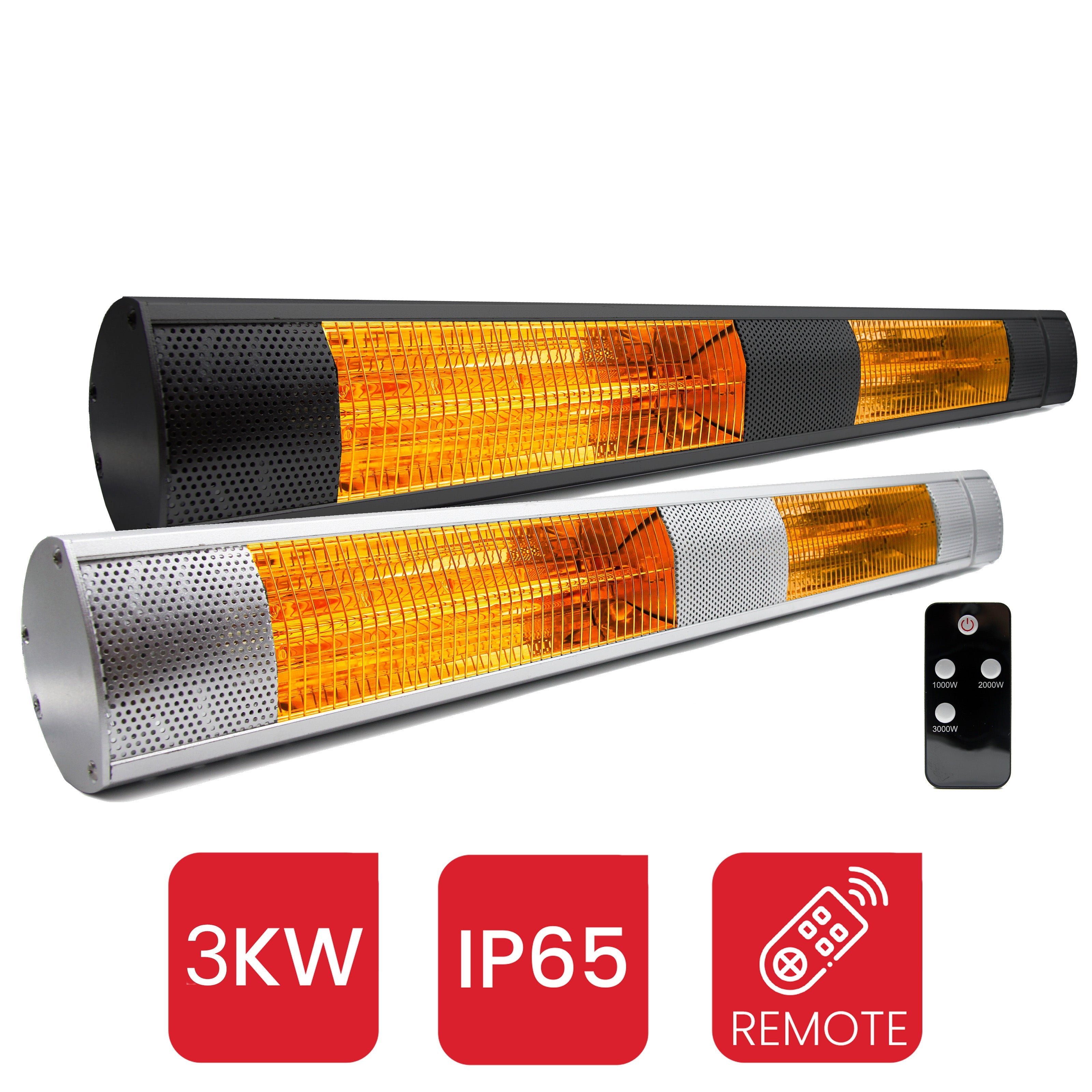 Chauffage de terrasse de jardin extérieur infrarouge 3KW KMH-30R fixé au mur avec télécommande