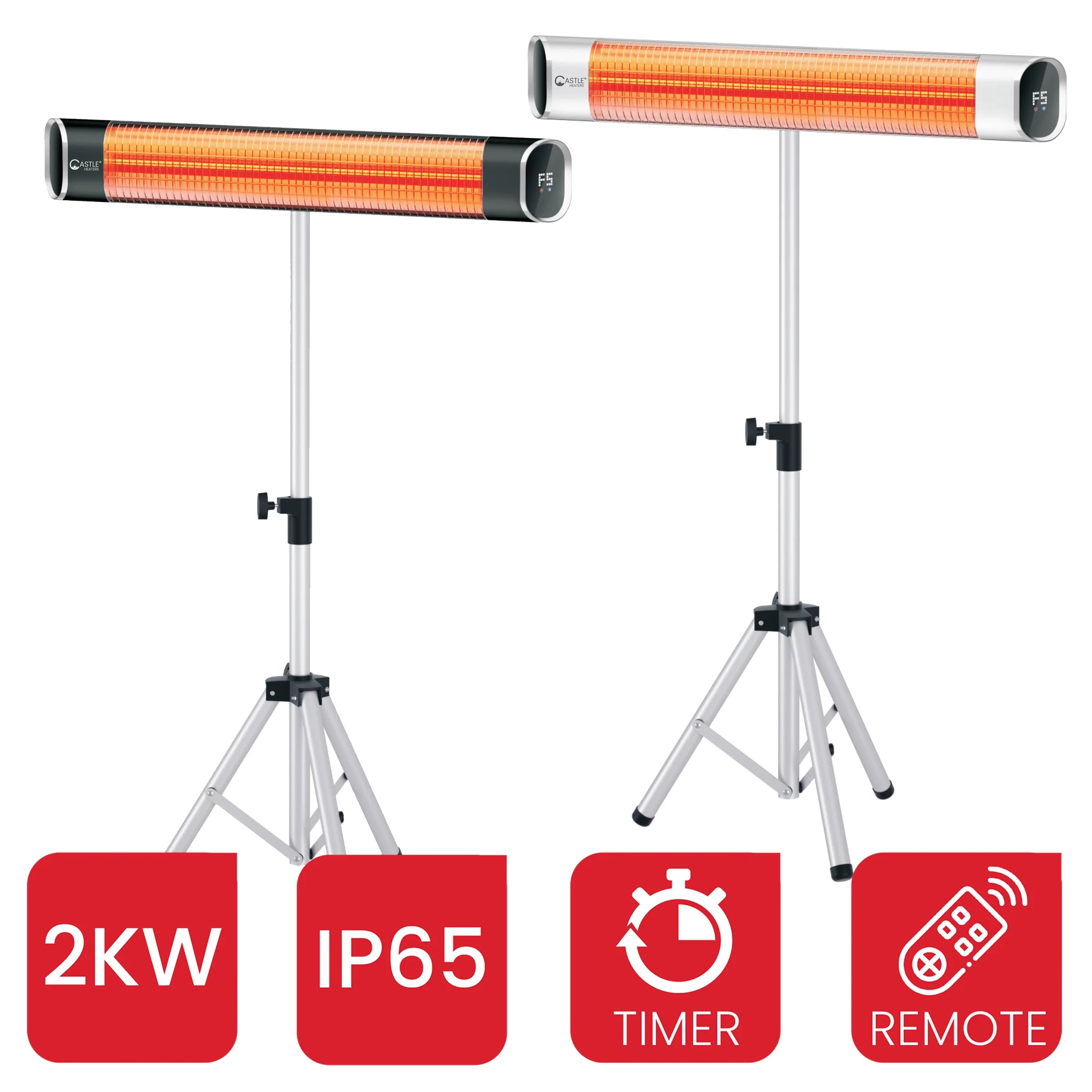 Nebula 2KW Free Standing Infrared Heater Touchscreen with Remote - 9 Heat Settings