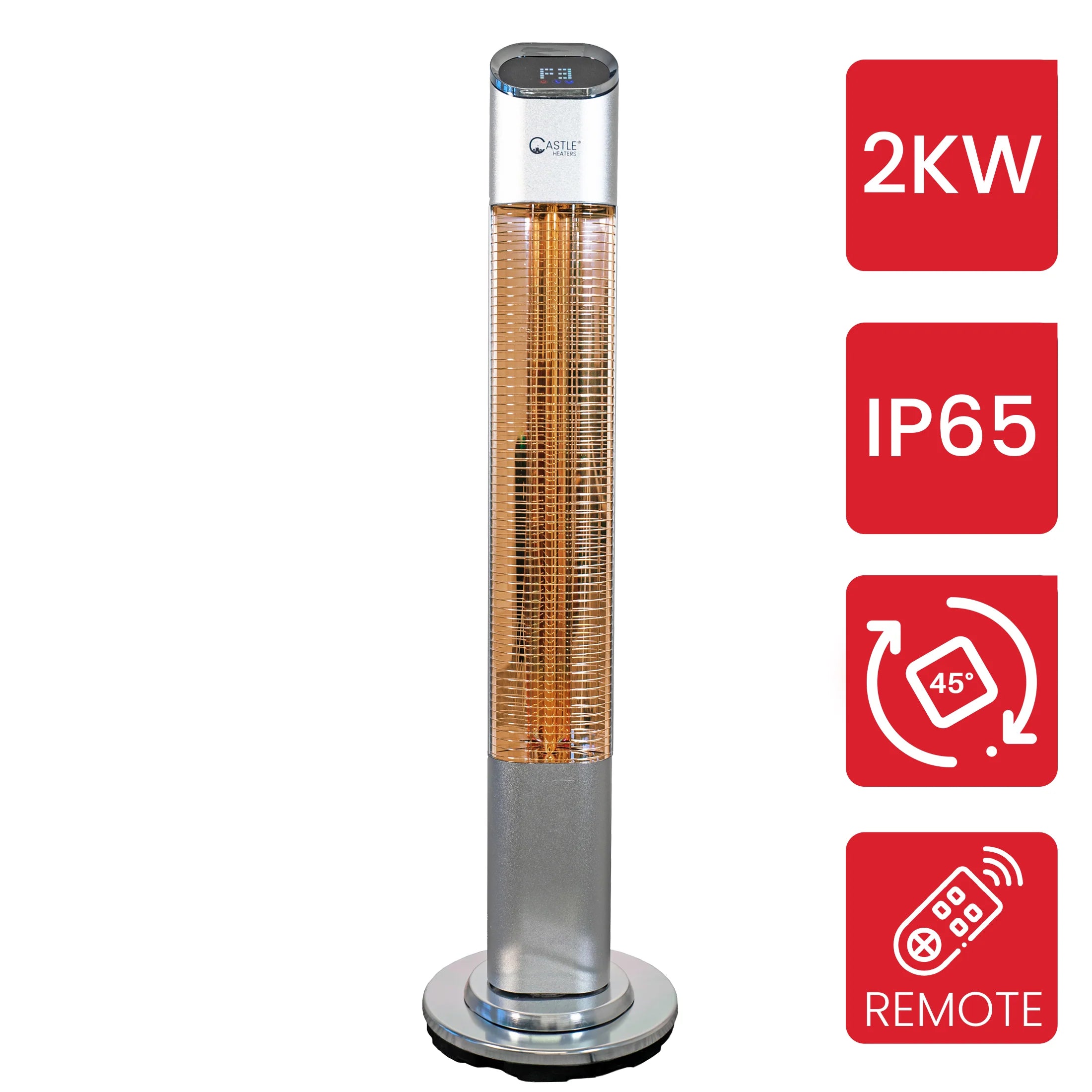 Chauffage infrarouge vertical rotatif à écran tactile LED 2KW UP-20 extérieur IP65