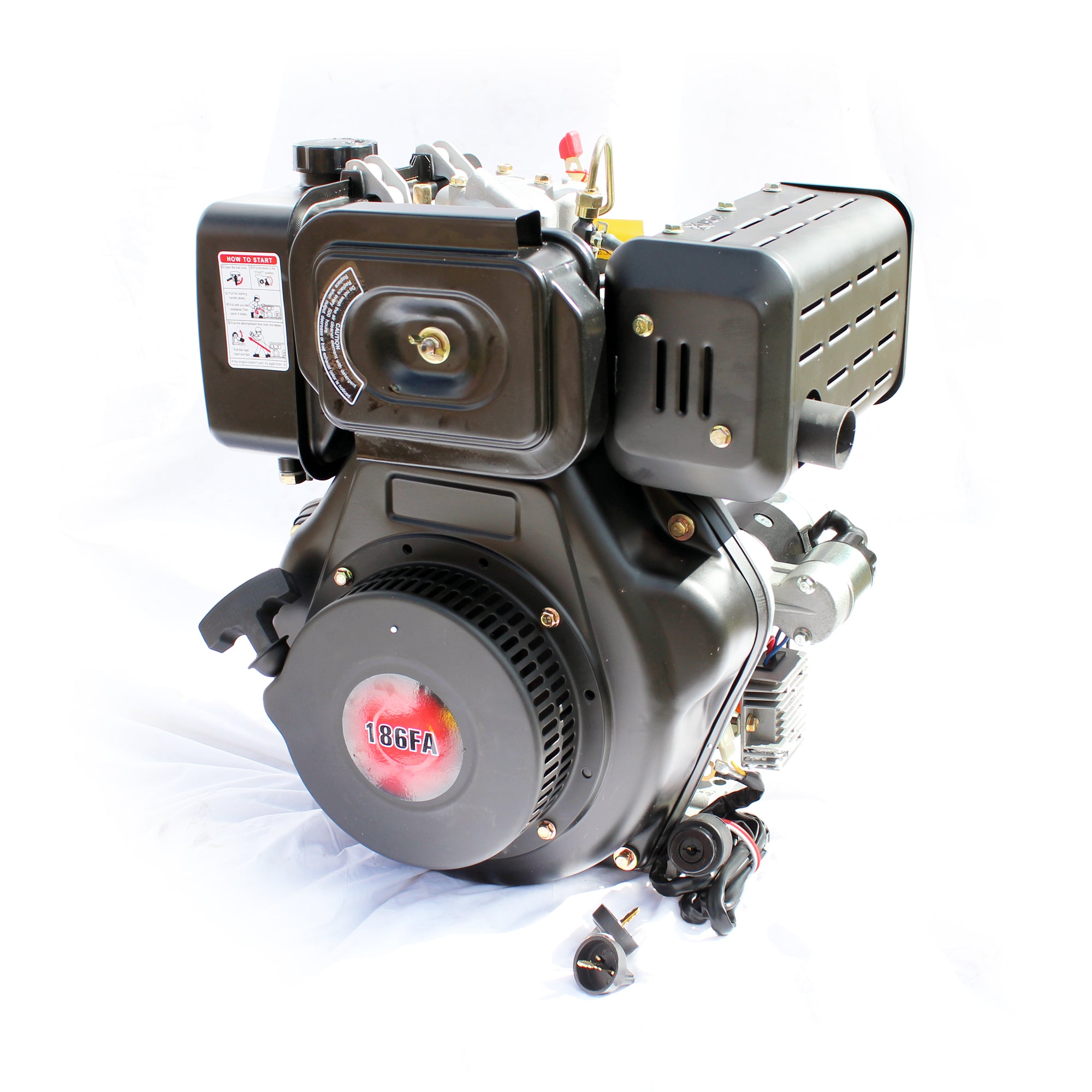 Moteur diesel 10HP 186FA Arbre de 1" (25,4 mm) avec kit de démarrage électrique