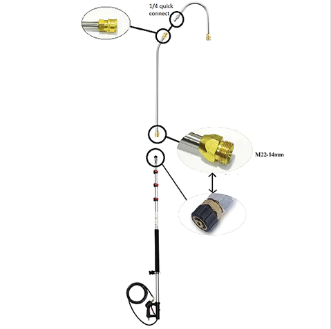 KIT de lance télescopique de 5,4 m 18' à usage domestique - convient au clic Karcher