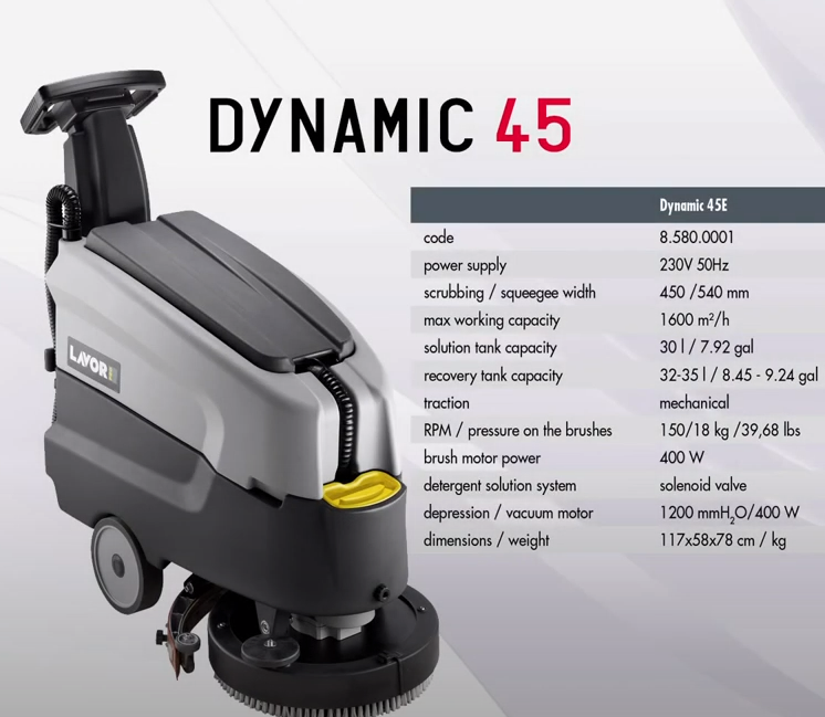 Autolaveuse à conducteur marchant Lavor Dynamic 45B