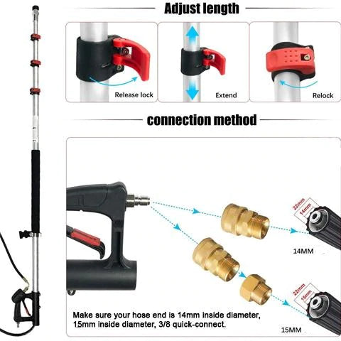 KIT de lance télescopique de 5,4 m 18' à usage domestique - convient au clic Karcher