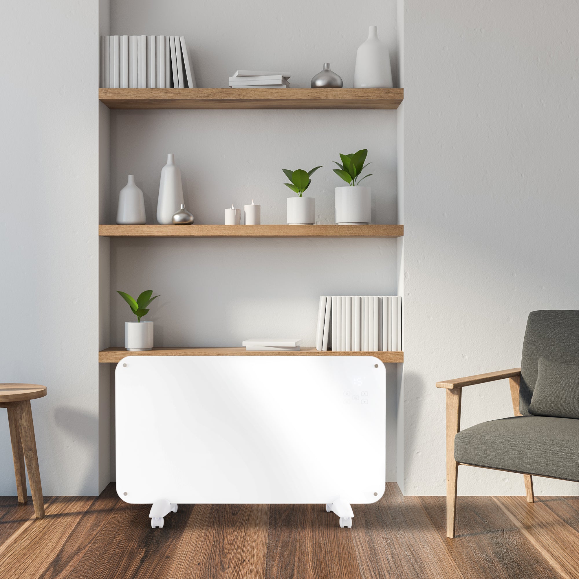 Panneau chauffant électrique design en verre 1500 W avec WIFI intelligent Alexa, télécommande et minuterie - NR15