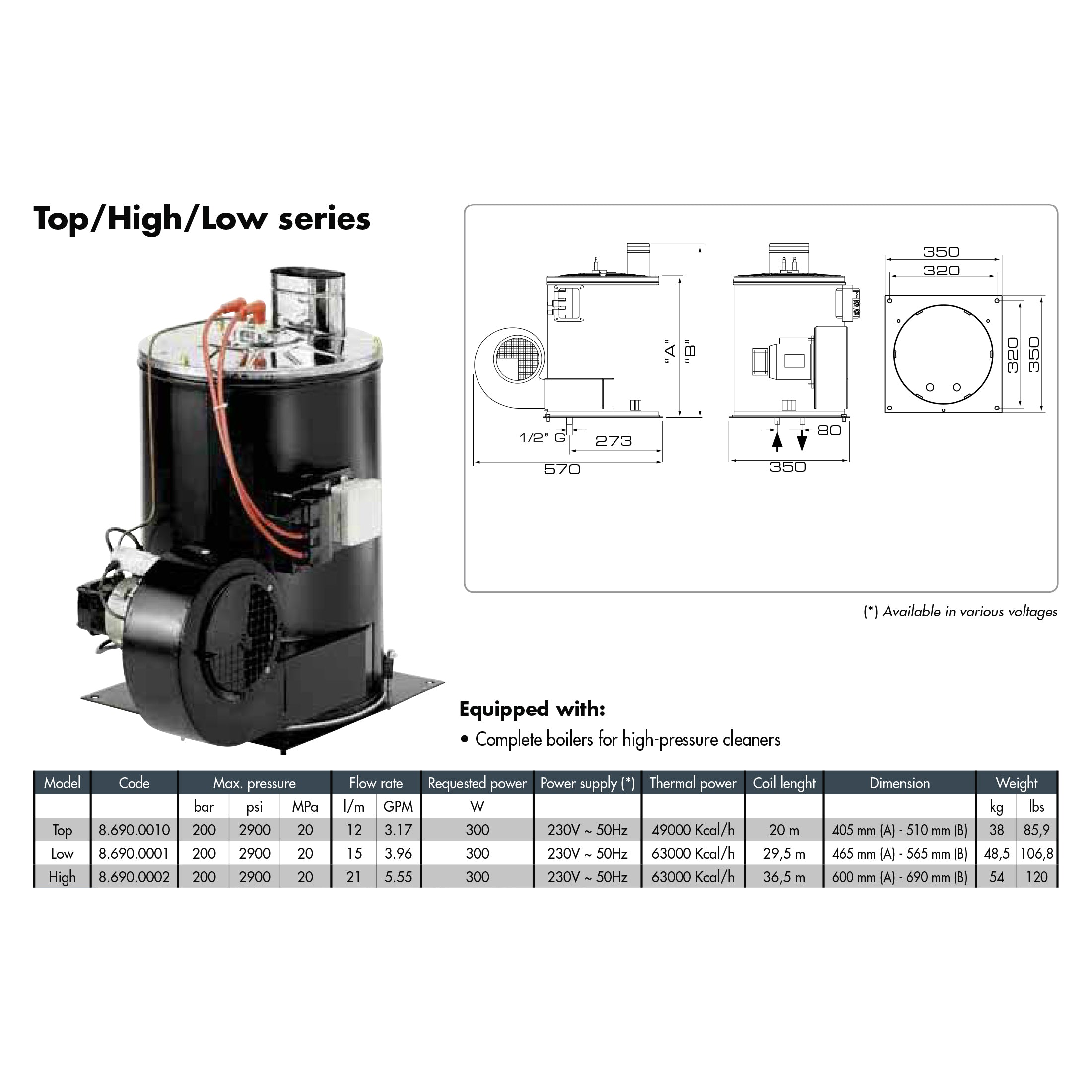 Brûleur/chaudière 12 litres pour nettoyeur vapeur 240 V, nettoyeur haute pression (petit)