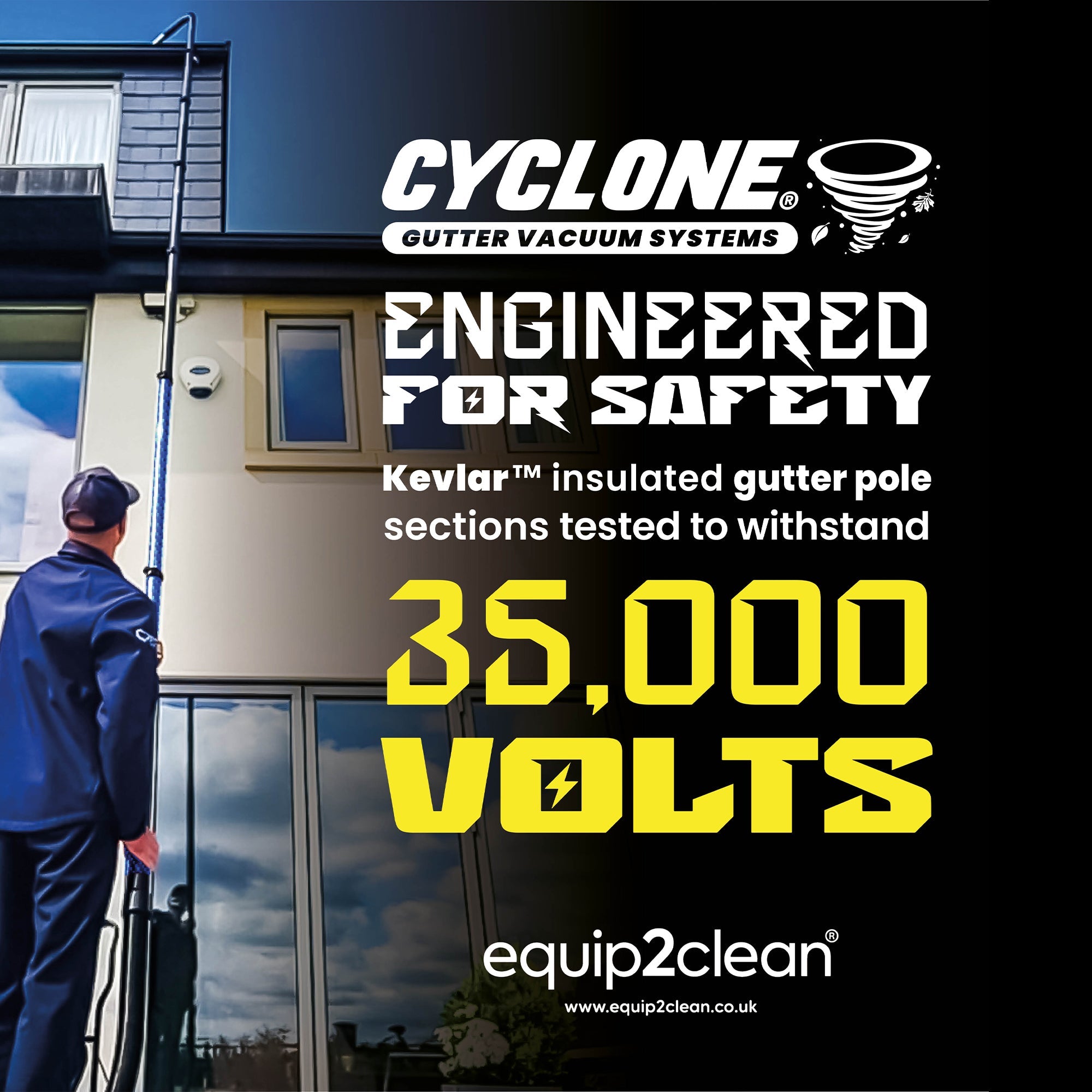 Kevlar & Glass-Fibre Gutter Vacuum Poles | Equip2Clean