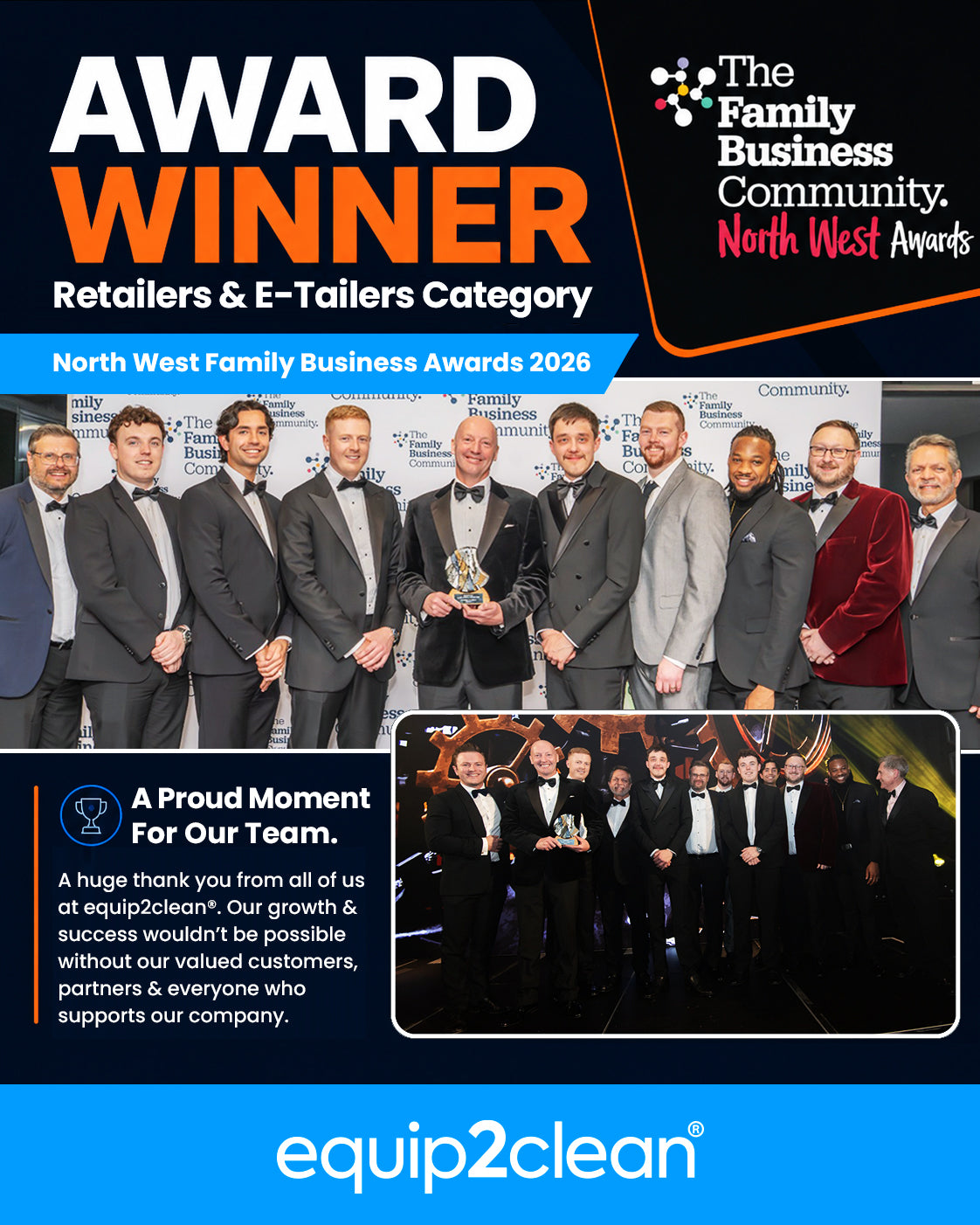 equip2clean® Wins Retailers & E-Tailers Award at the North West Family Business Awards 2026