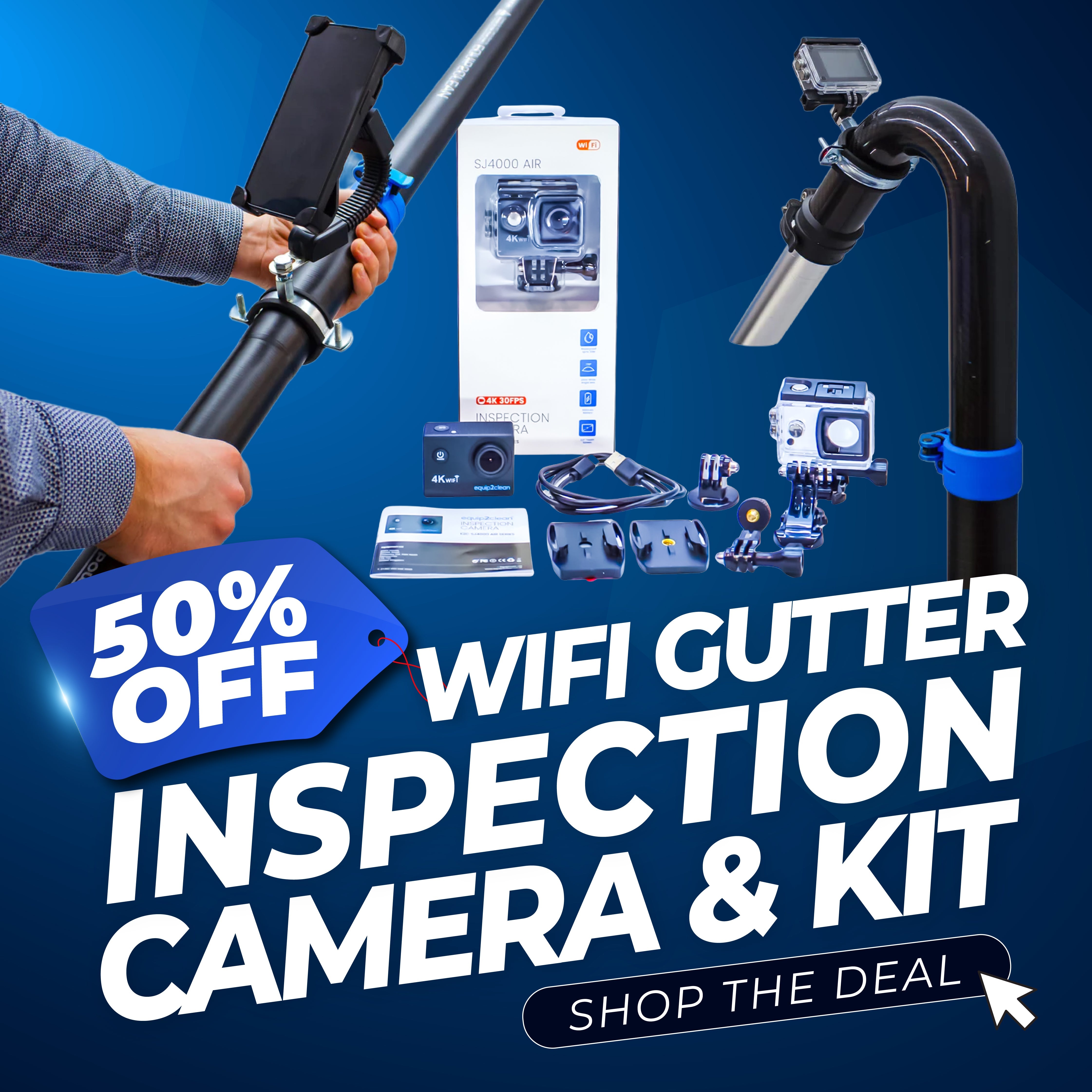 BLACK FRIDAY SALE - 50% OFF Wifi Gutter Inspection Camera & Pole Kit