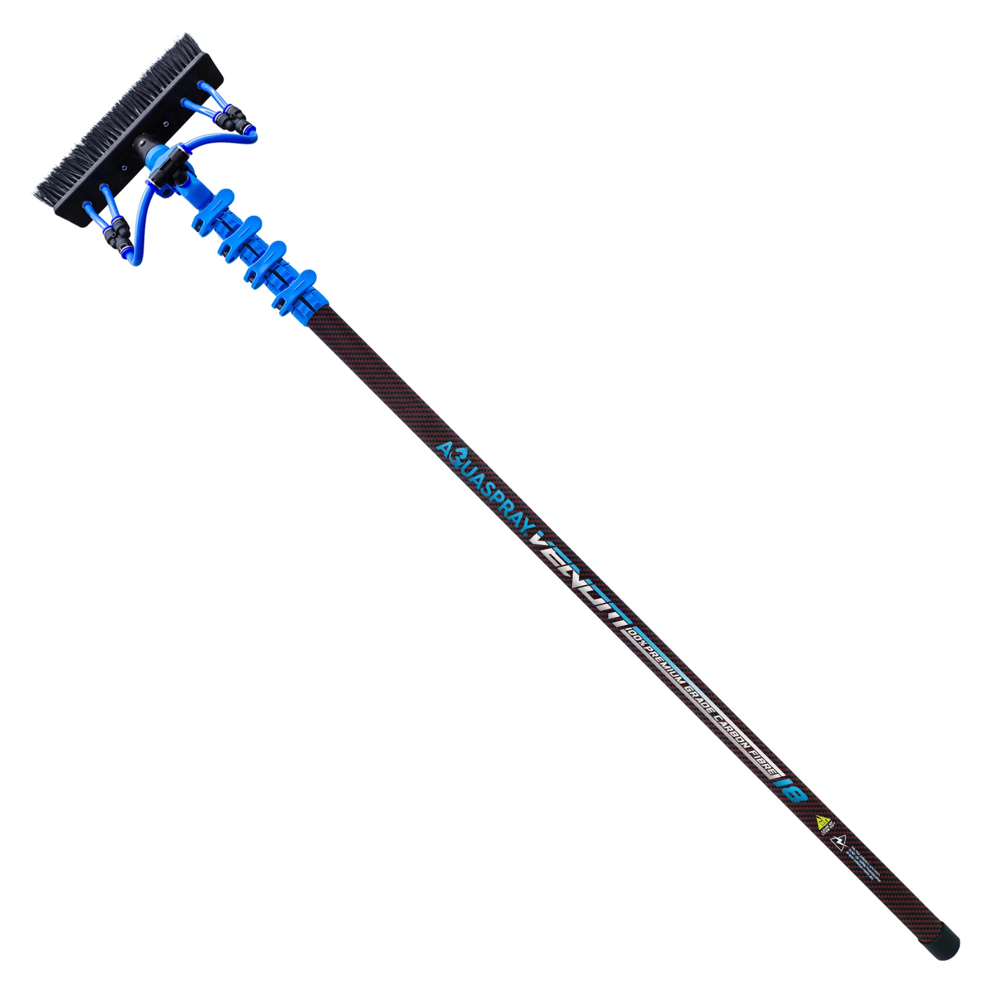 Aquaspray® Venom 18ft Kevlar Insulated 100% Carbon Fibre Waterfed Window Cleaning Pole 4-Section