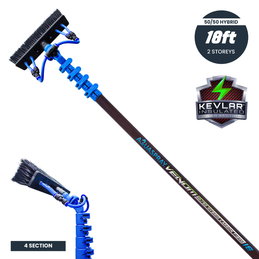 Aquaspray Venom 18ft Kevlar Insulated Waterfed Window Cleaning Pole – 4 Sections