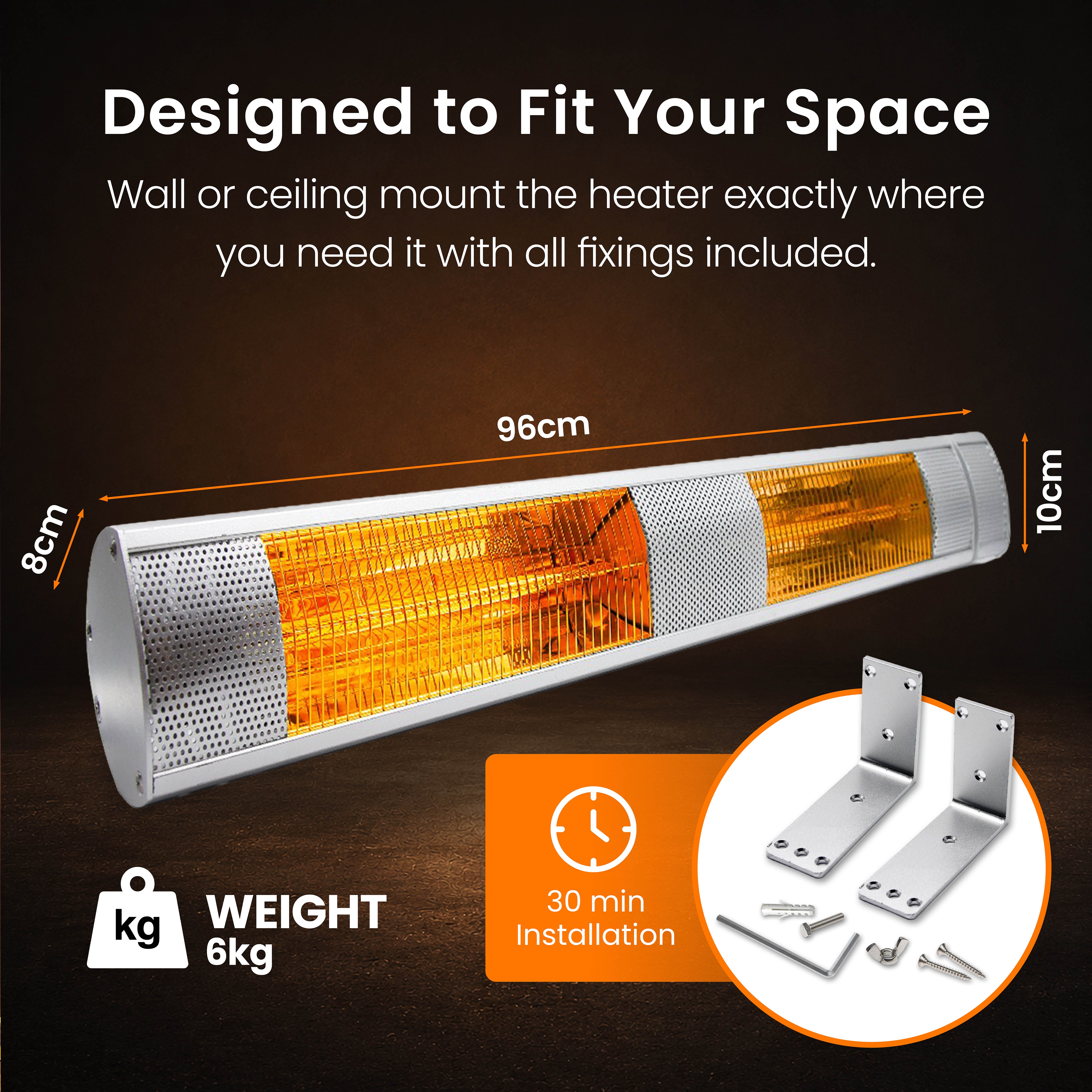Castle Heaters - 3KW Infrared Outdoor Garden Patio Heater KMH-30 Wall Mounted