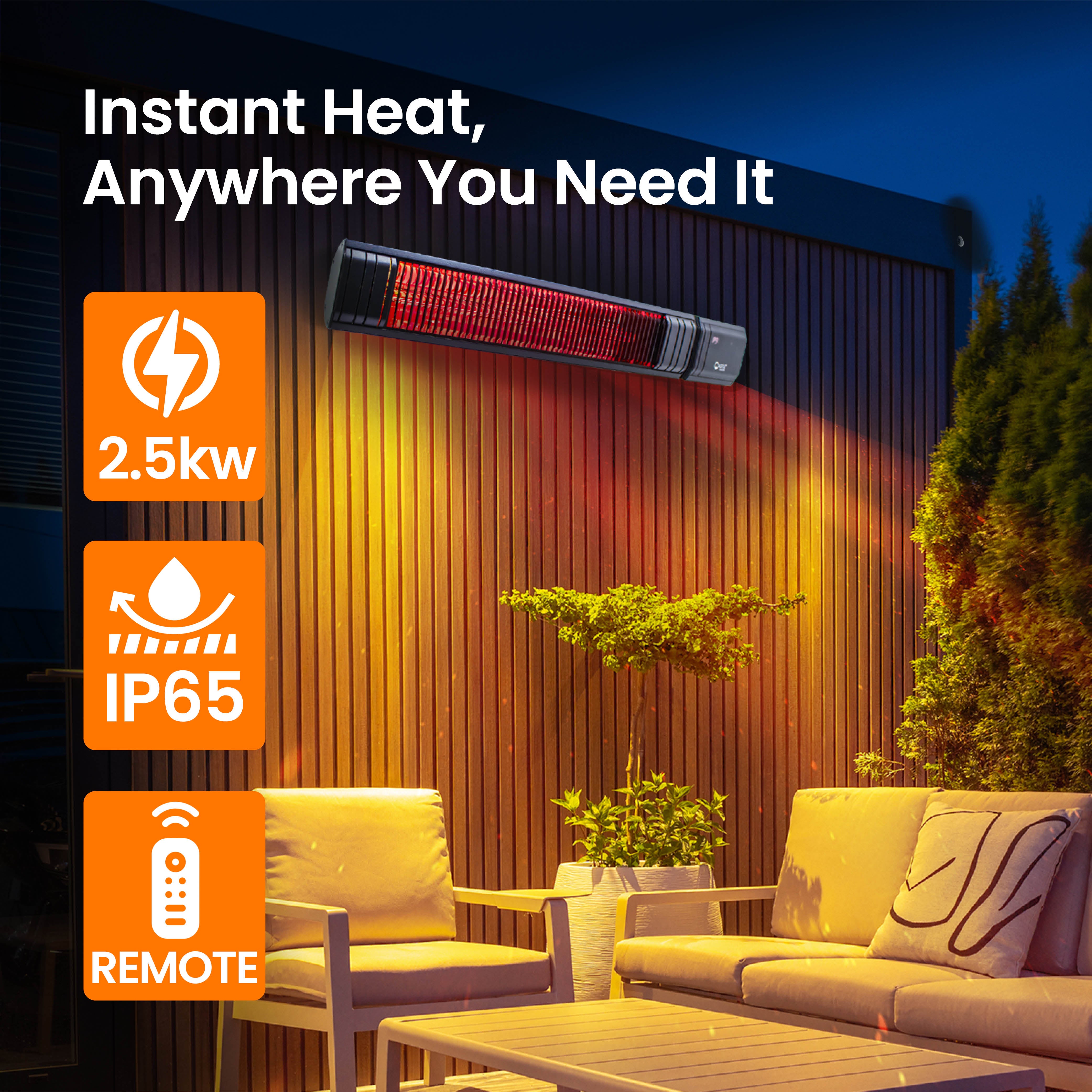 2500W Wi-Fi Infrared Patio Heater – Low Glare, Remote Control, IP65 | KMH-25R9