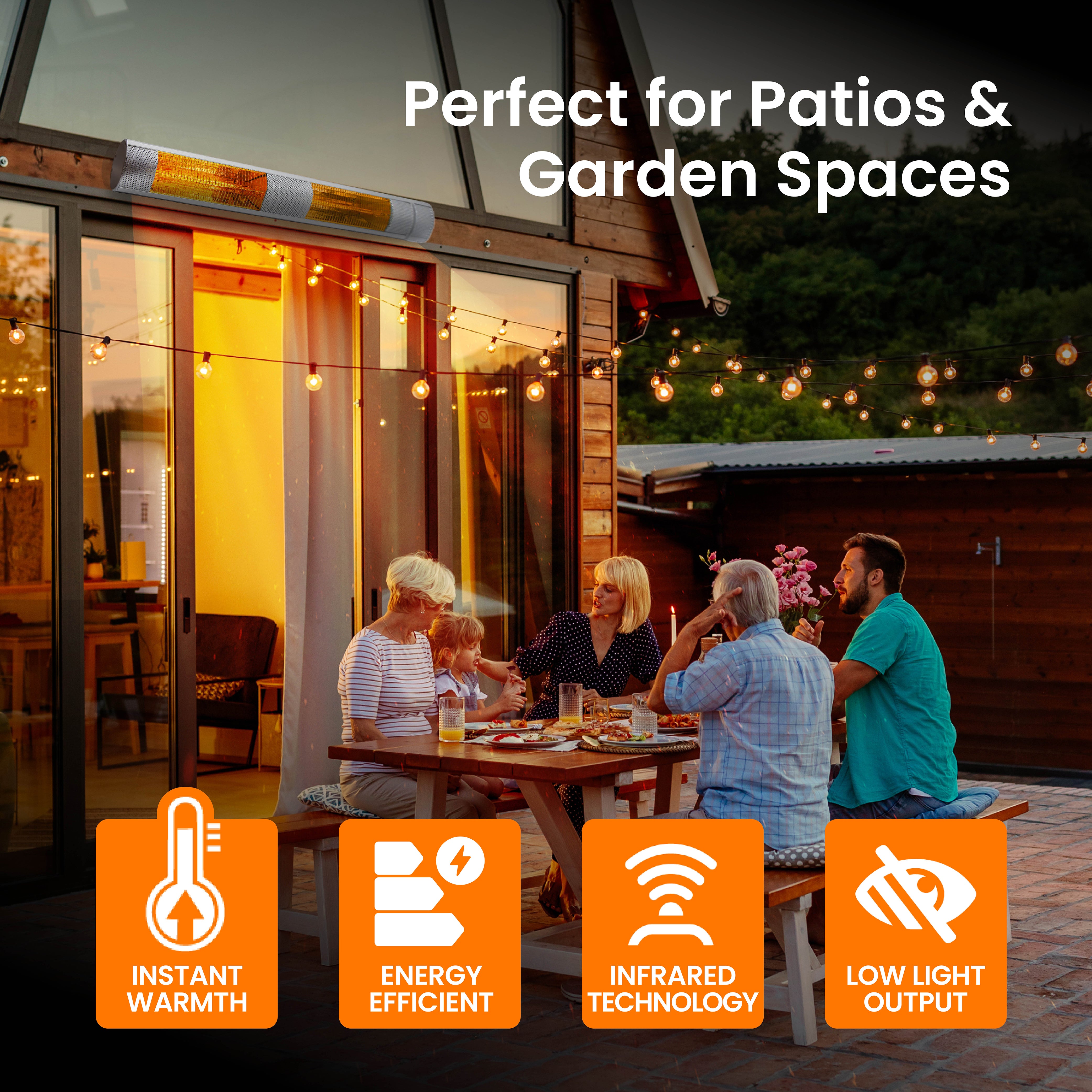 Castle Heaters - 3KW Infrared Outdoor Garden Patio Heater KMH-30 Wall Mounted