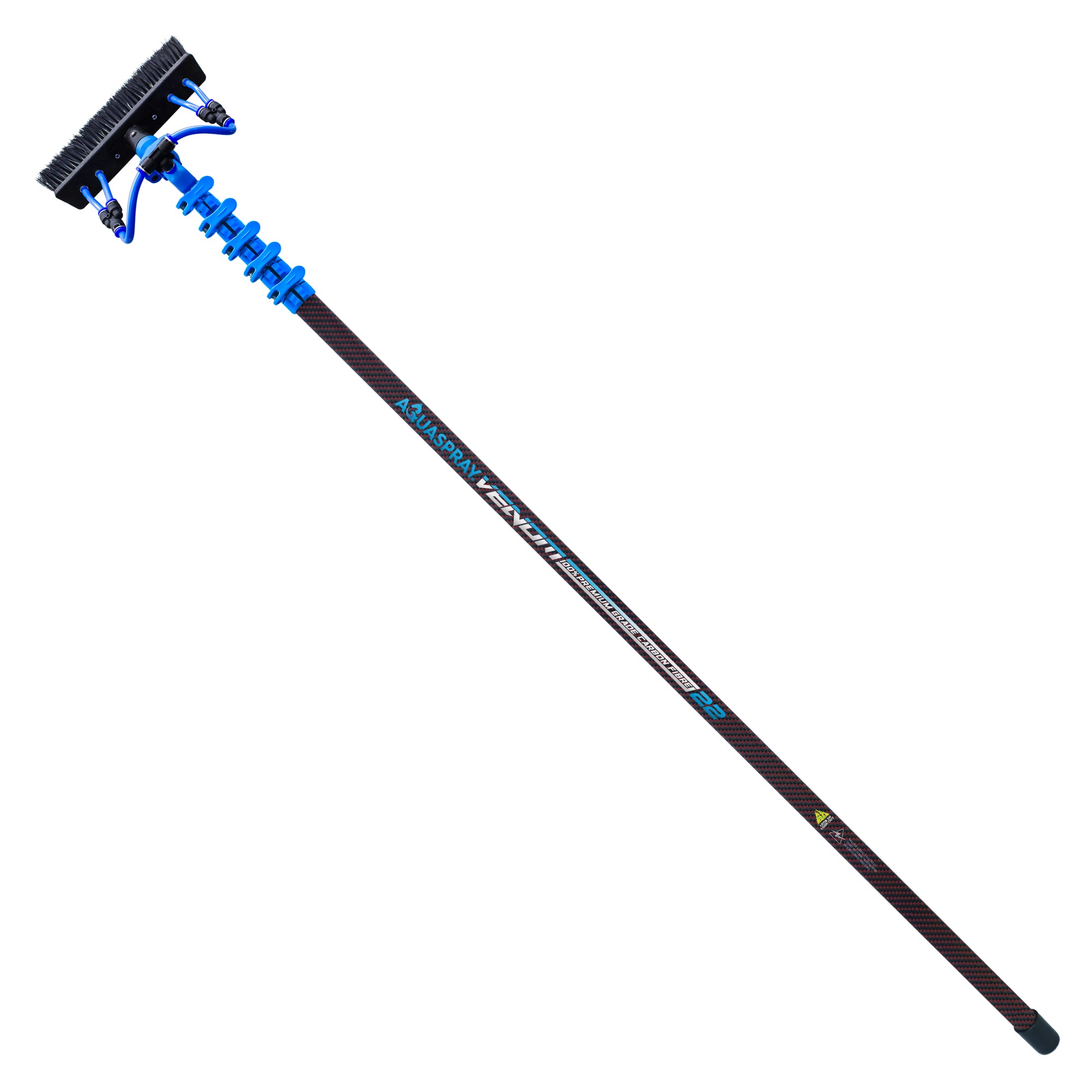 Aquaspray® Venom 22ft Kevlar Insulated 100% Carbon Fibre Waterfed Window Cleaning Pole 5-Section