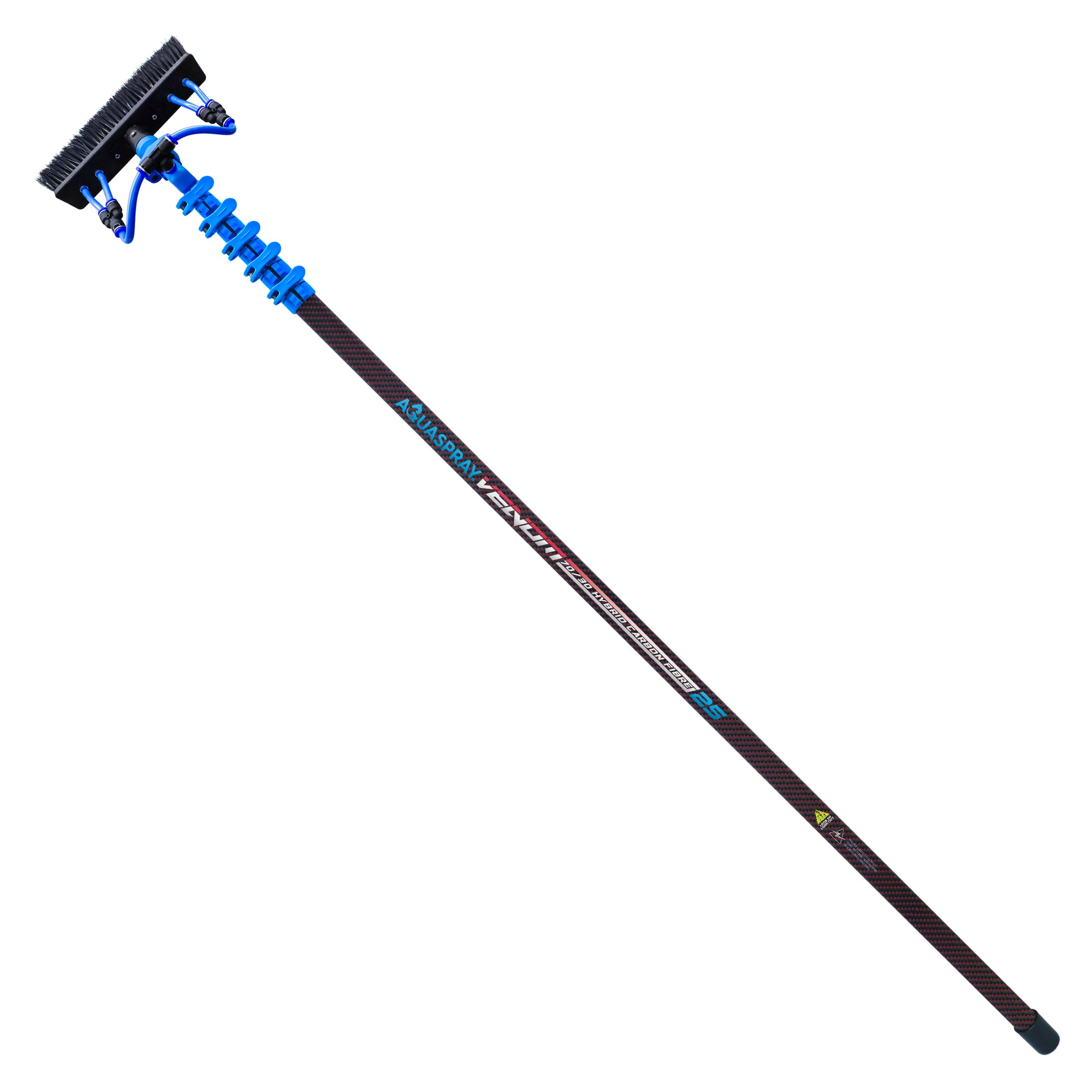 Aquaspray® Venom 25ft Kevlar Insulated Hybrid 70% Carbon, 30% Fiberglass Waterfed Window Cleaning Pole – 5 Sections