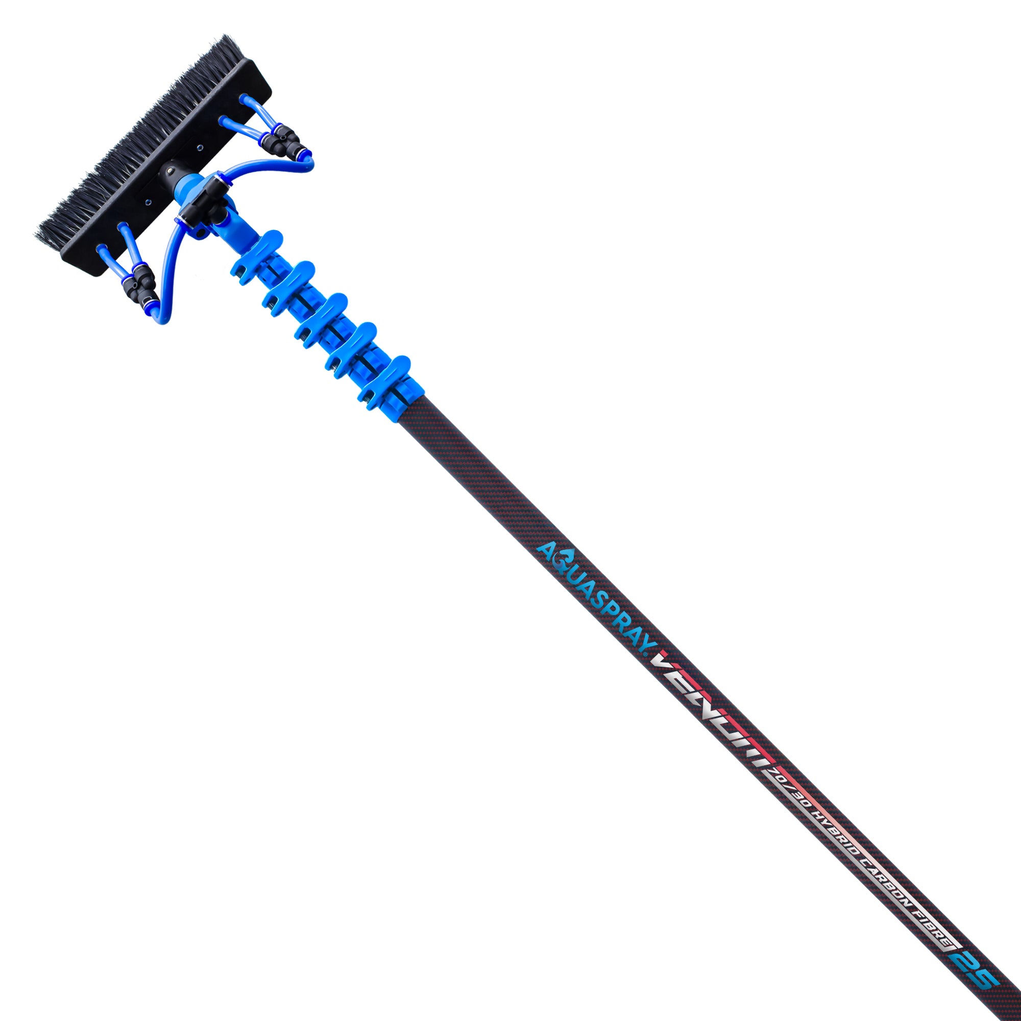 Aquaspray® Venom 25ft Kevlar Insulated Hybrid 70% Carbon, 30% Fiberglass Waterfed Window Cleaning Pole – 5 Sections
