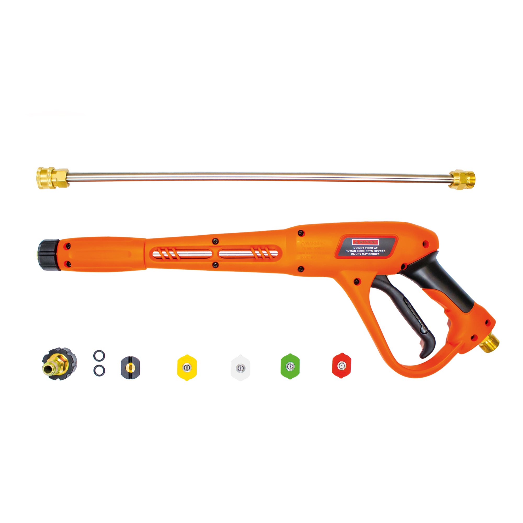 Hi-Vis Orange Heavy Duty Industrial High Pressure Trigger Gun & nozzle Kit