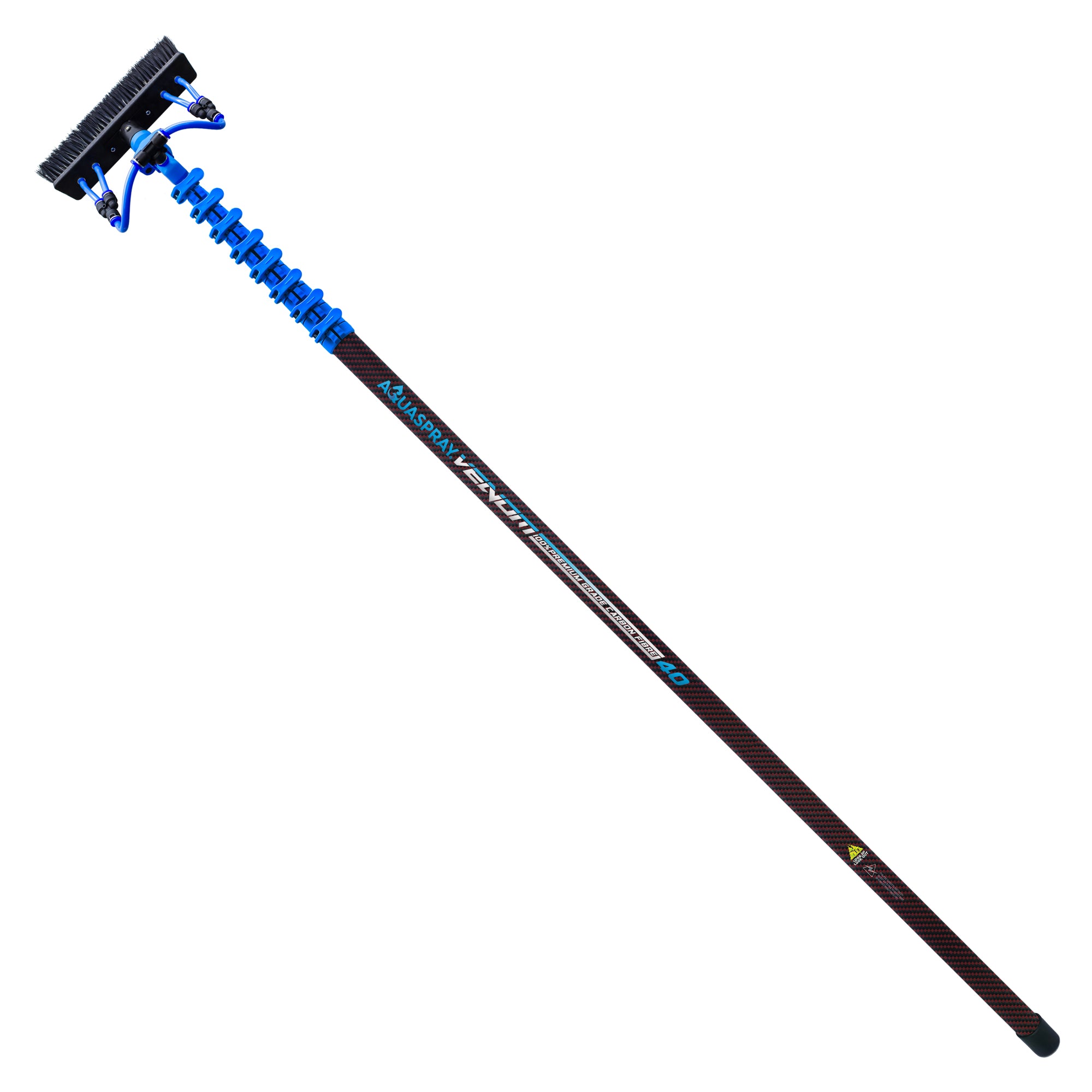 Aquaspray® Venom 40ft 100% Carbon Fibre Waterfed Window Cleaning Pole 8-Section
