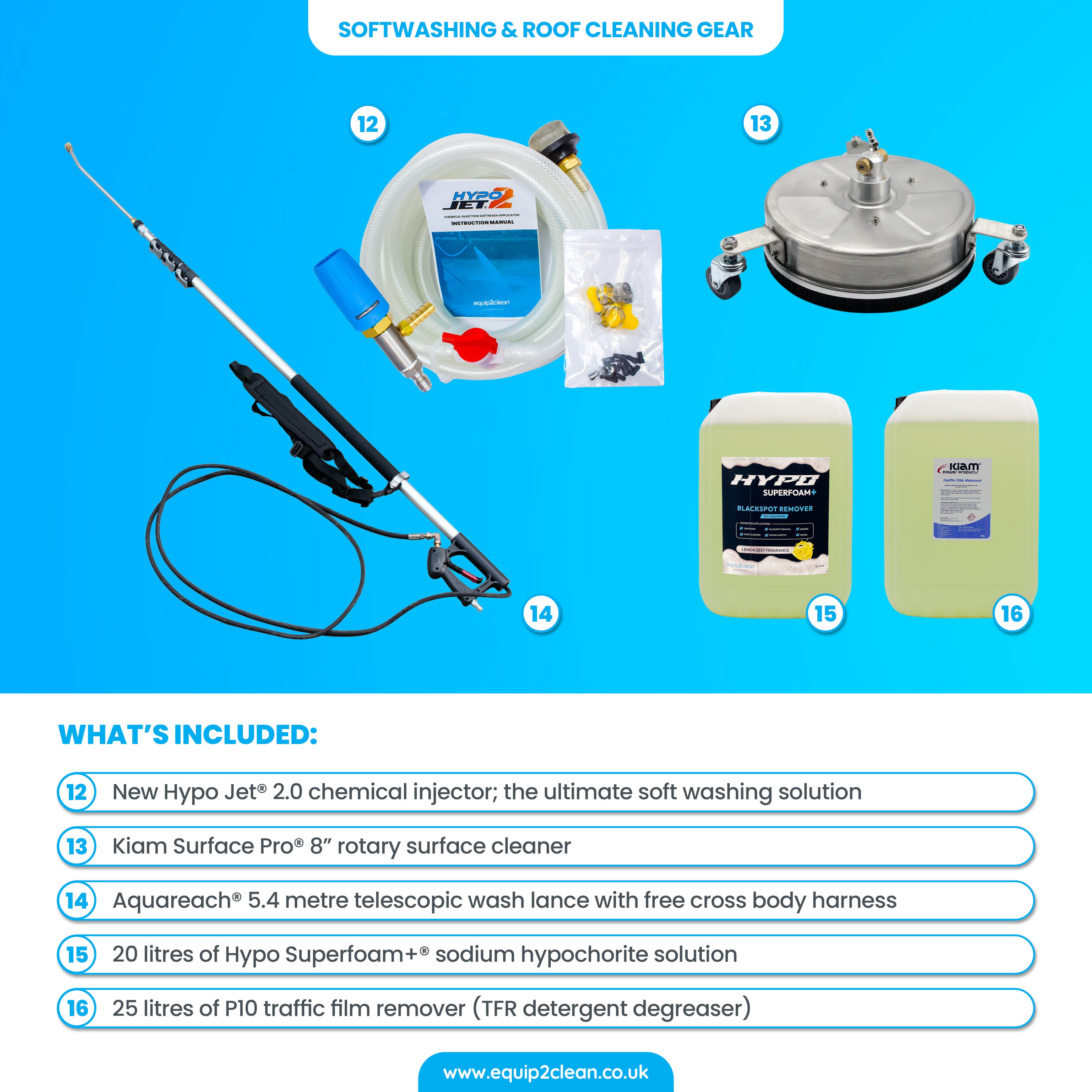 Forfait de démarrage d'entreprise de nettoyage extérieur SILVER - Matériel de lavage sous pression, de gouttières, de fenêtres et de toiture
