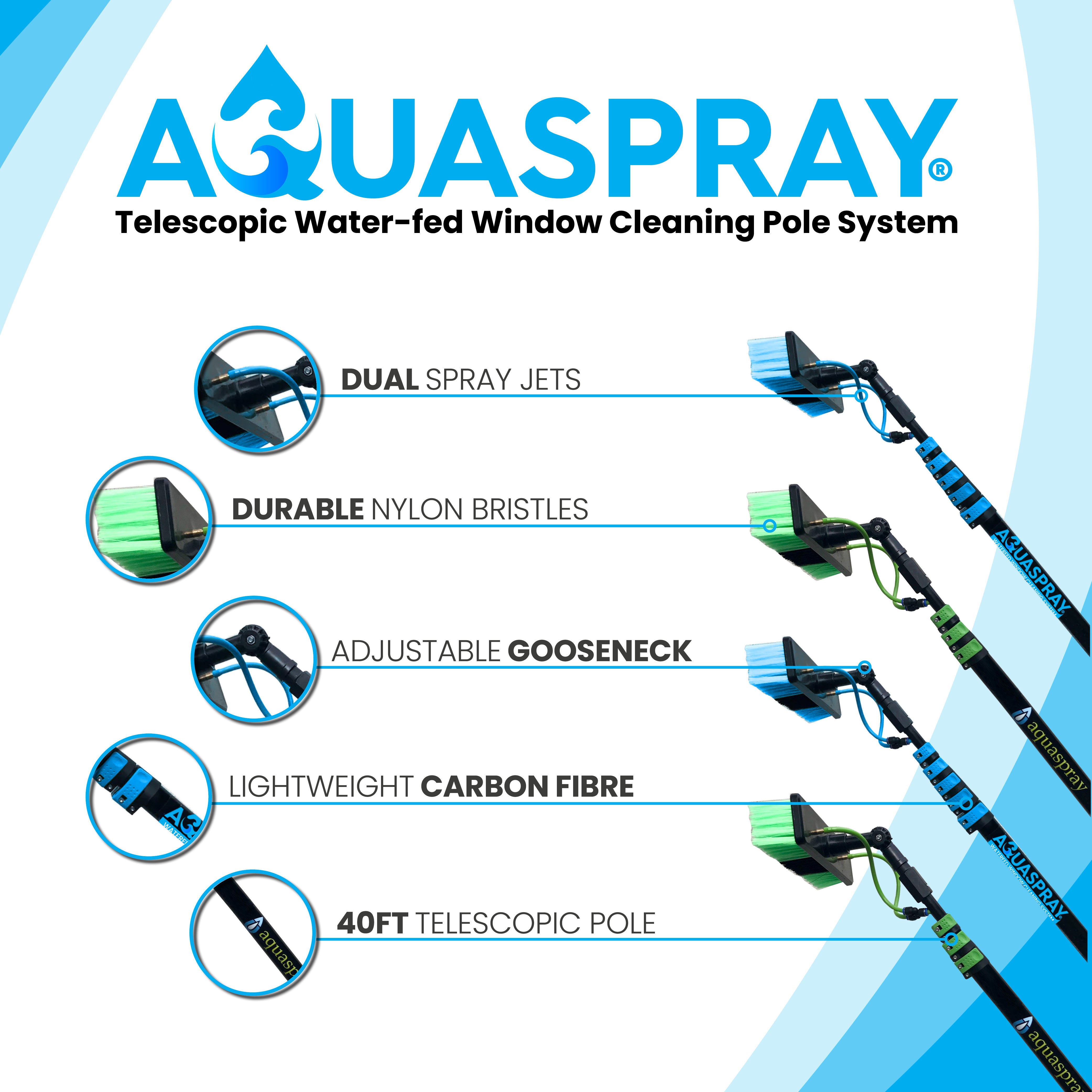 Aquaspray® 40ft Carbon Window Cleaning Pole