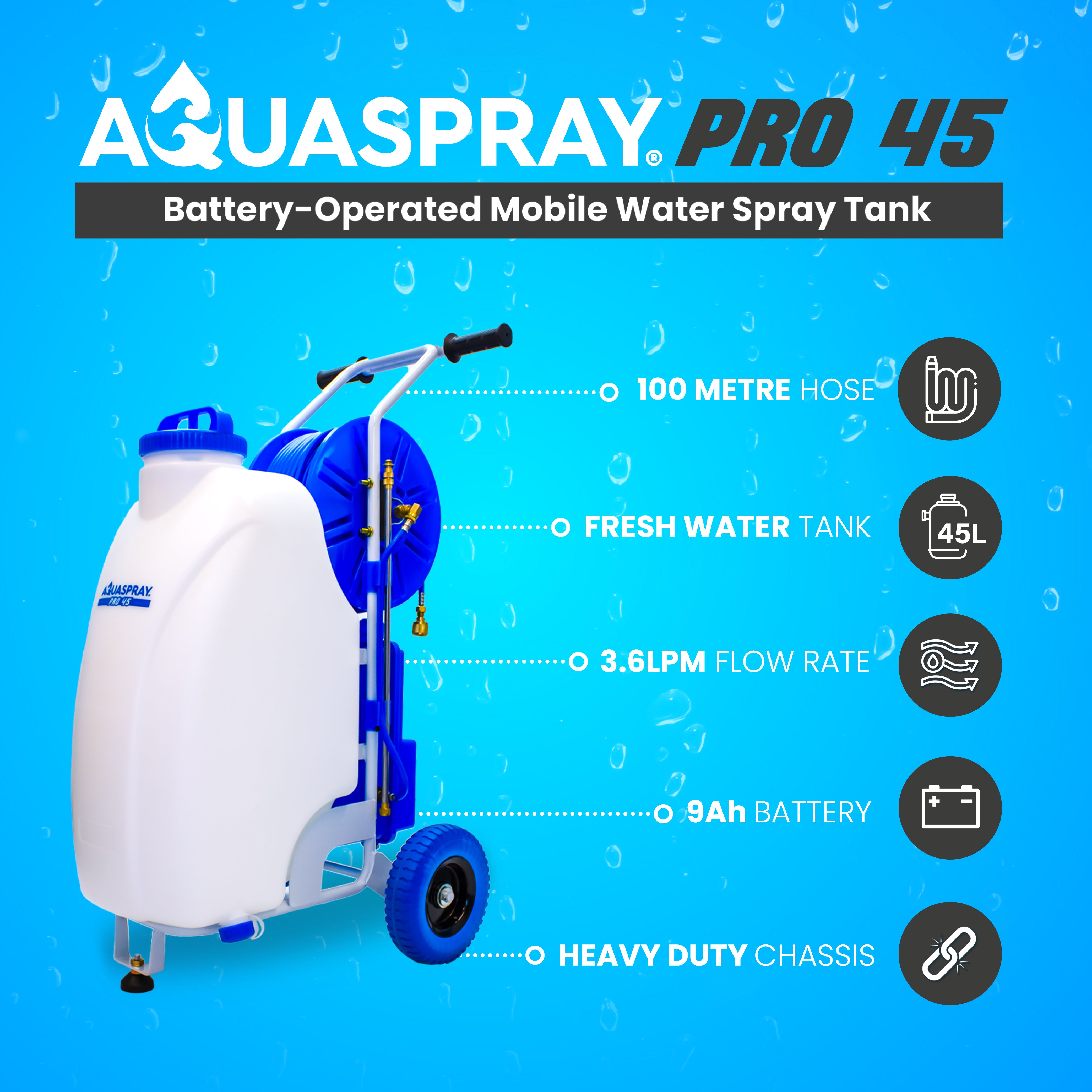 Aquaspray® Pro 45L Battery-Operated Water Spray Tank