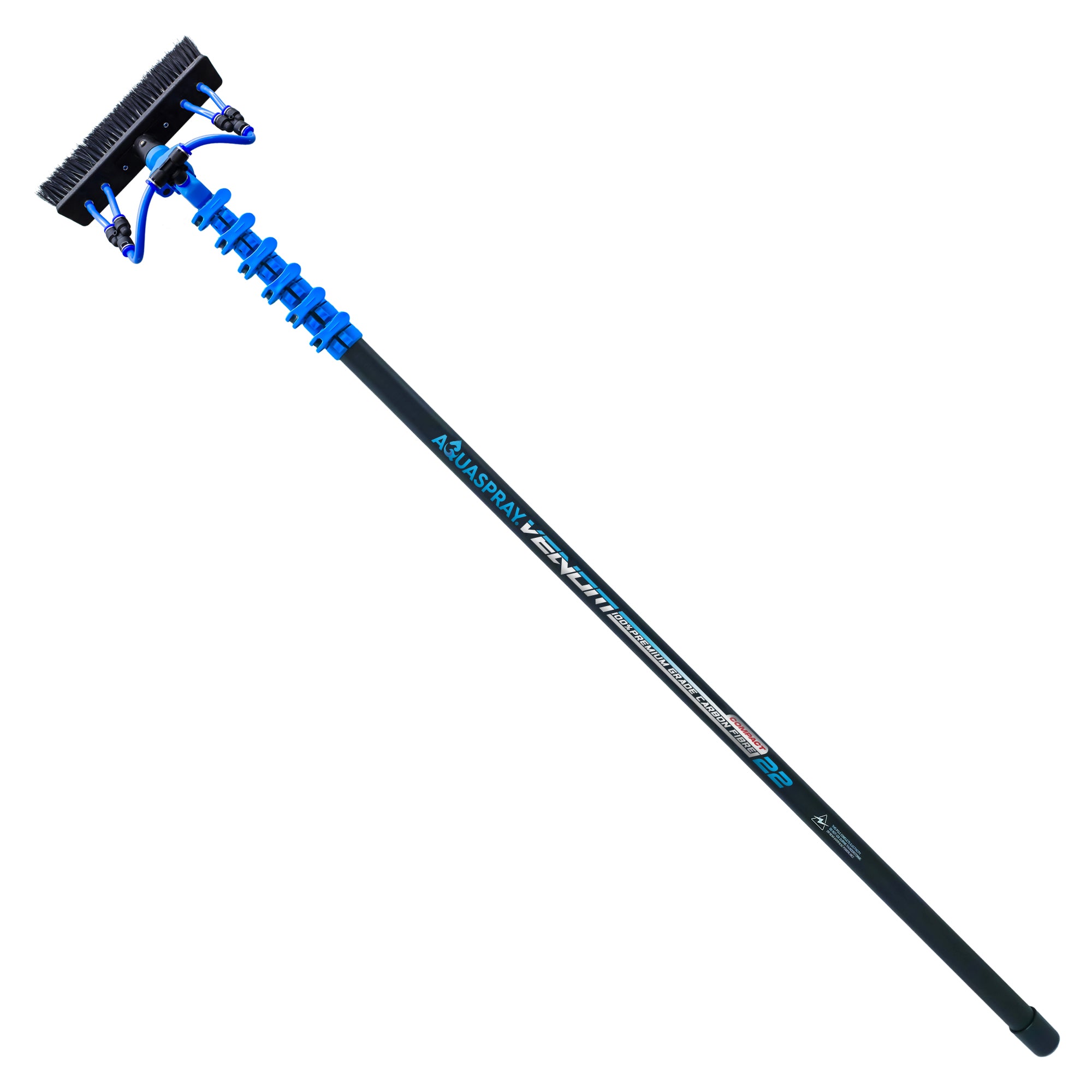 Aquaspray® Venom 22ft [Compact] 100% Carbon Fibre Waterfed Window Cleaning Pole 6-Section