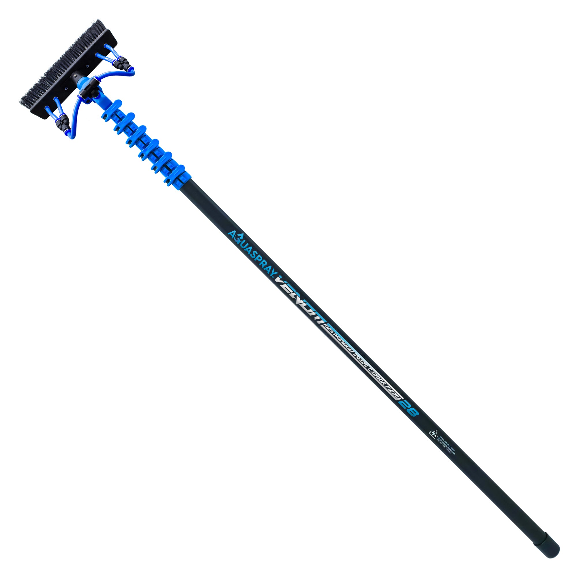 Aquaspray® Venom 28ft 100% Carbon Fibre Waterfed Window Cleaning Pole 6-Section