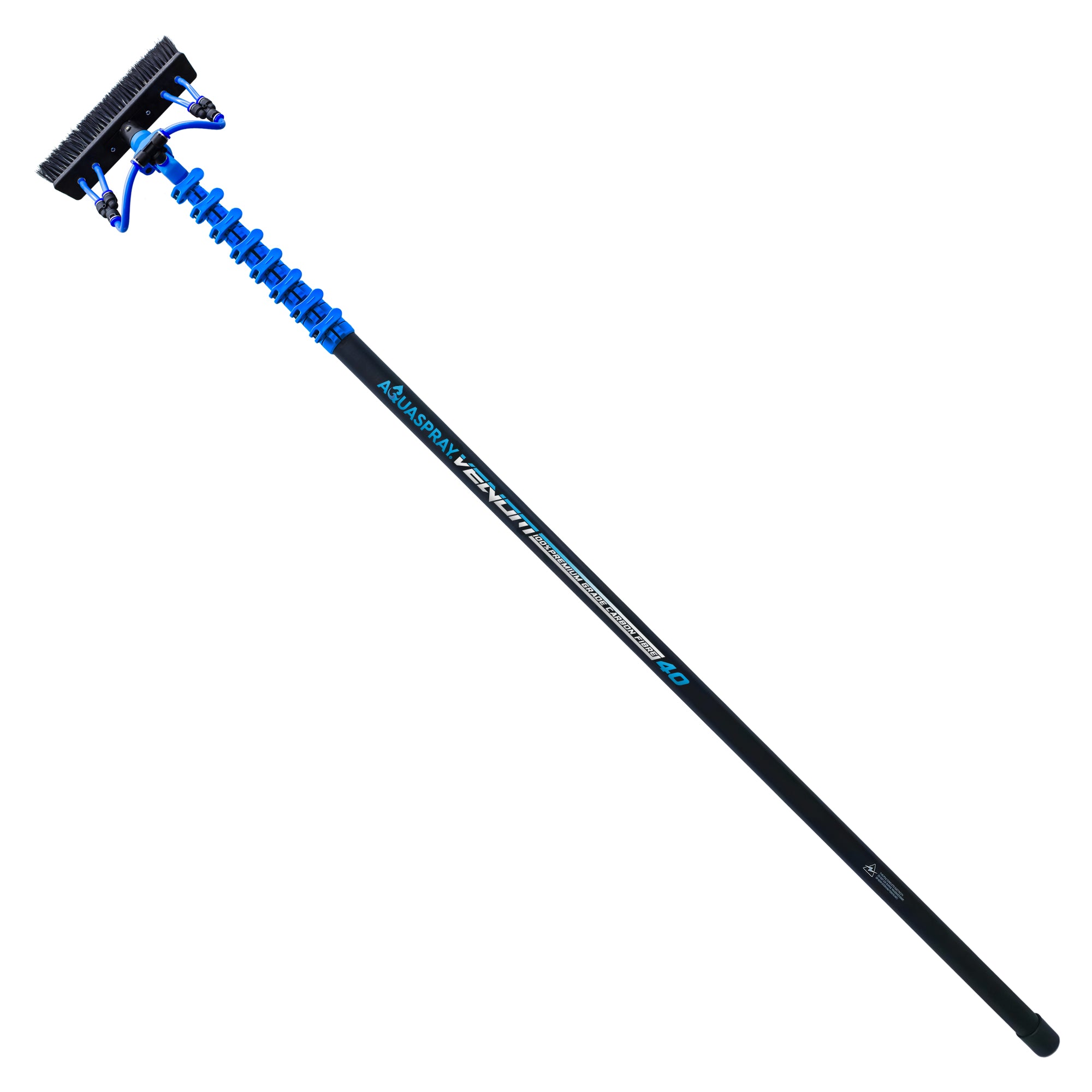 Aquaspray® Venom 40ft 100% Carbon Fibre Waterfed Window Cleaning Pole 8-Section