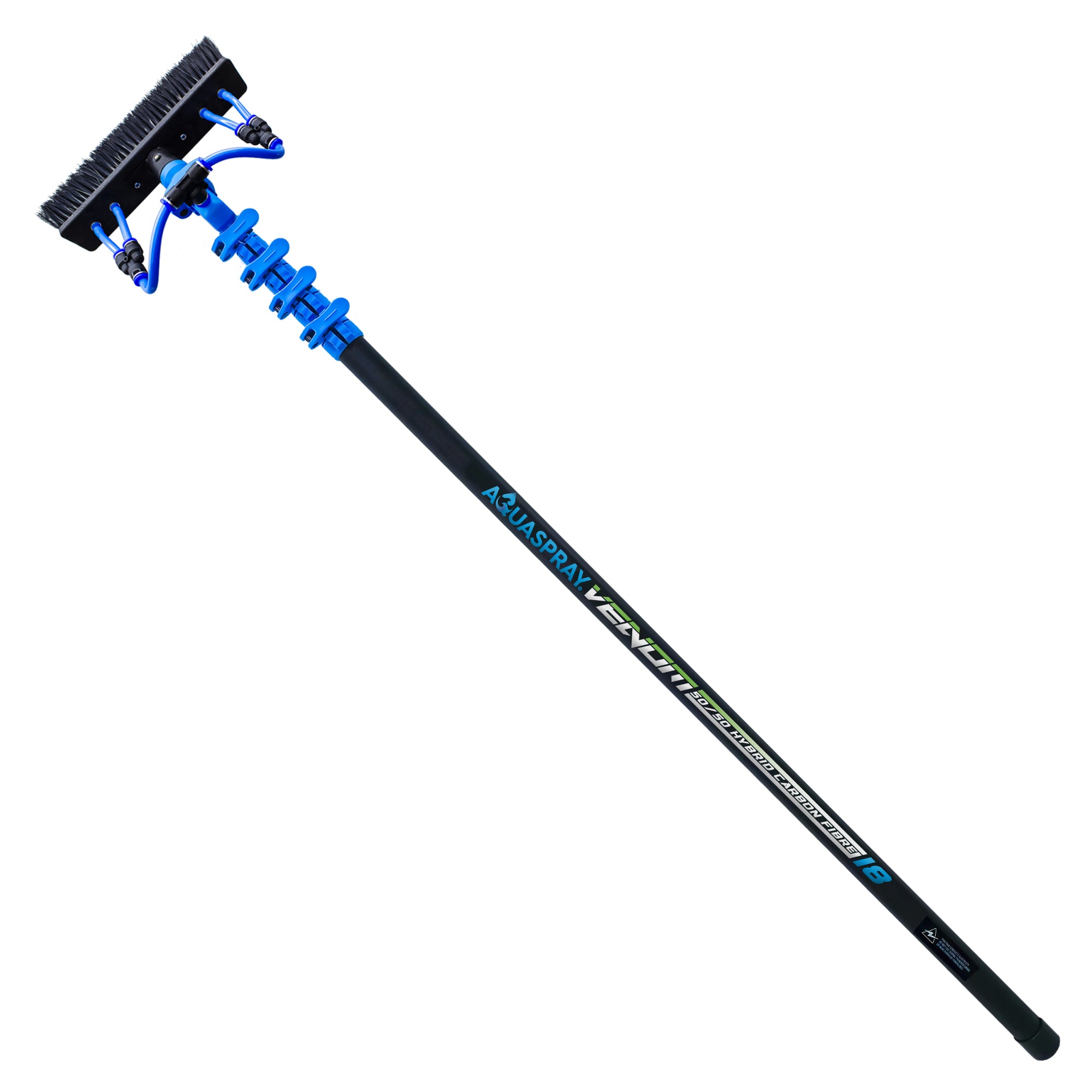 Aquaspray® Venom 18ft 50% Carbon 50% Fiberglass Waterfed Window Cleaning Pole – 4 Sections