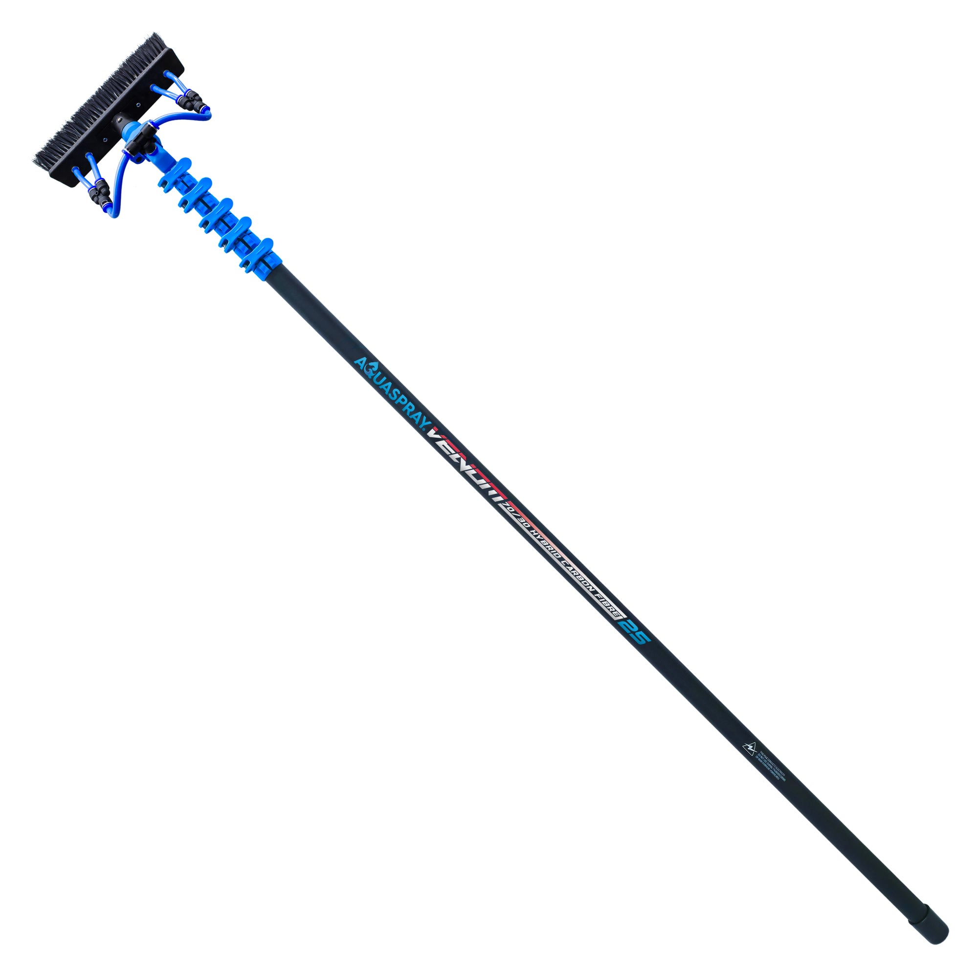 Aquaspray® Venom 25ft Hybrid 70% Carbon, 30% Fiberglass Waterfed Window Cleaning Pole – 5 Sections