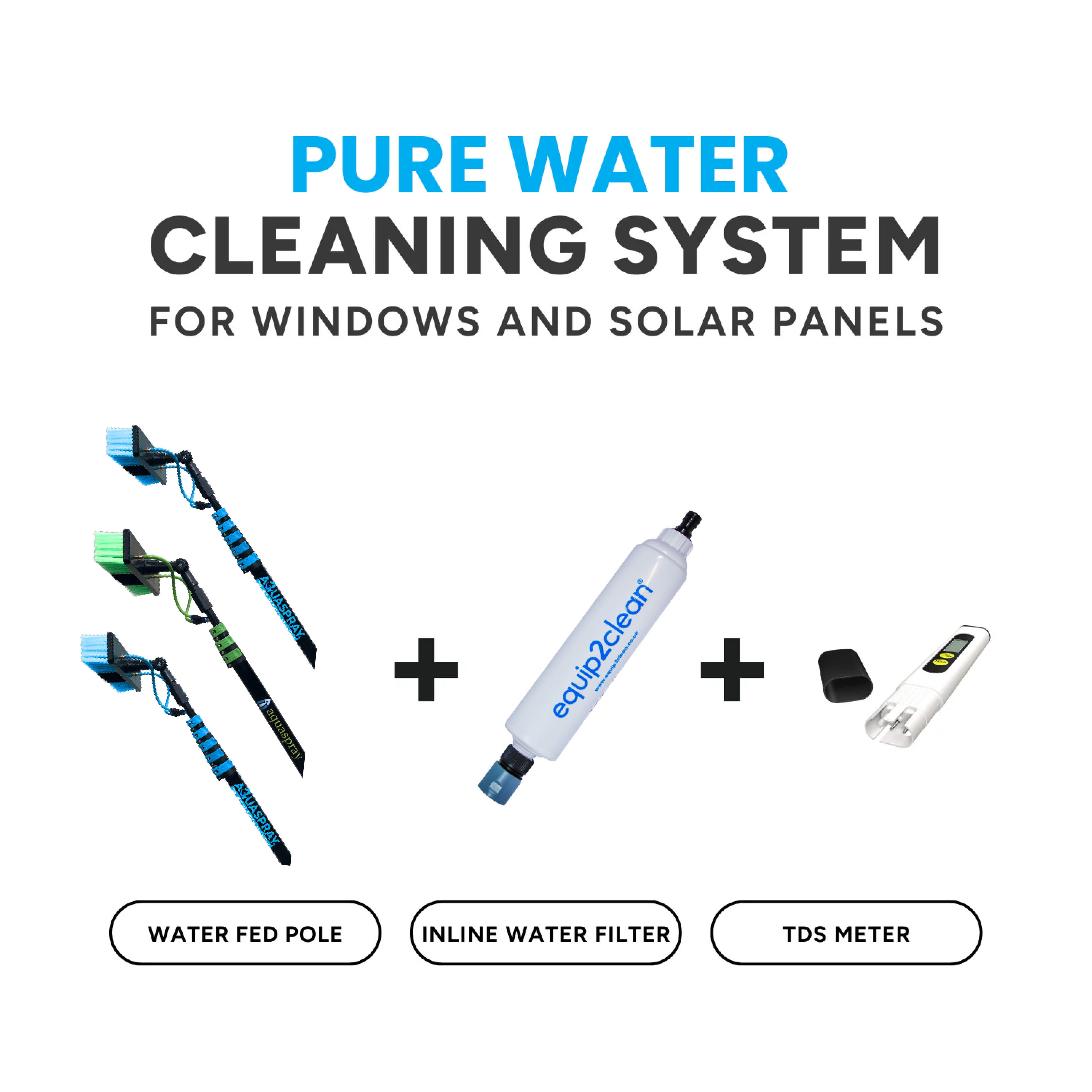 Aquaspray Bundle Kit - 20ft Water-fed Telescopic Window Cleaning Pole + Inline Di-Filter + TDS Meter - additional view
