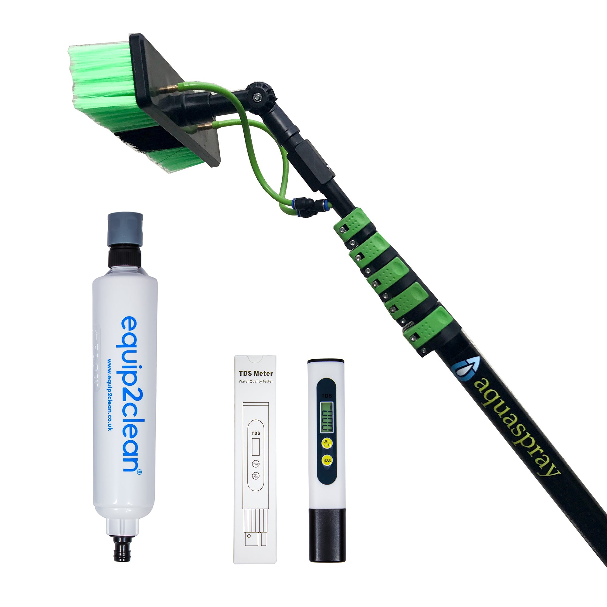 Aquaspray® Bundle Kit - 40ft Carbon Window Cleaning Pole + In-line Di-Filter + TDS Meter