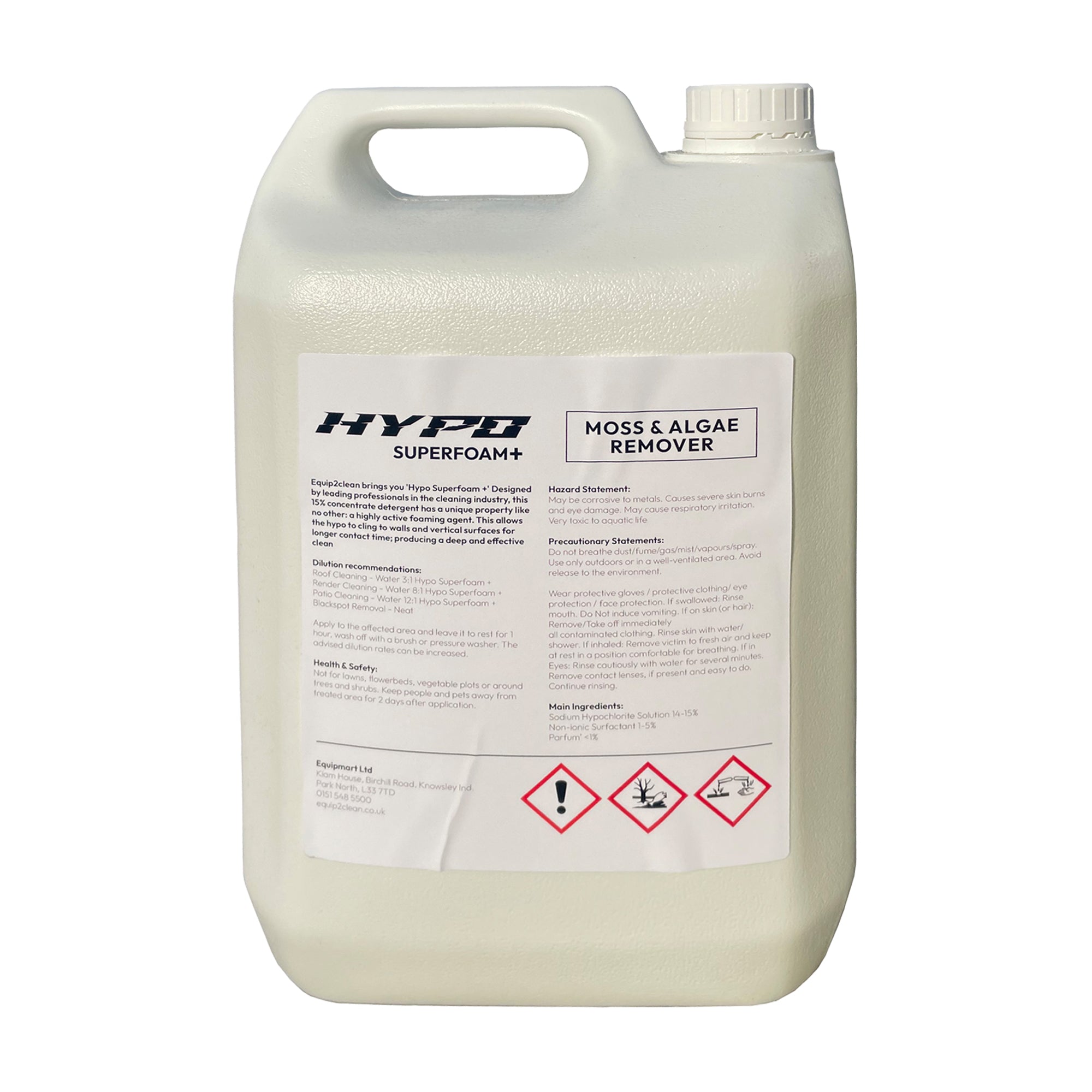 Solution de lavage doux Hypo SuperFoam+ 10 L (éliminant la mousse et les algues)