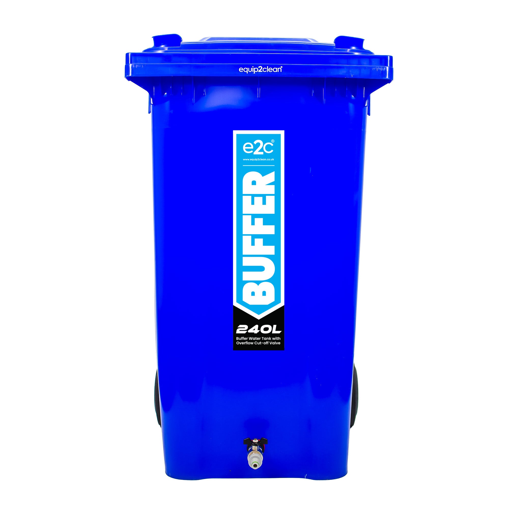 240 Litre Mobile Water Wheelie Bin Buffer Tank with Overflow Cut-off Float Valve