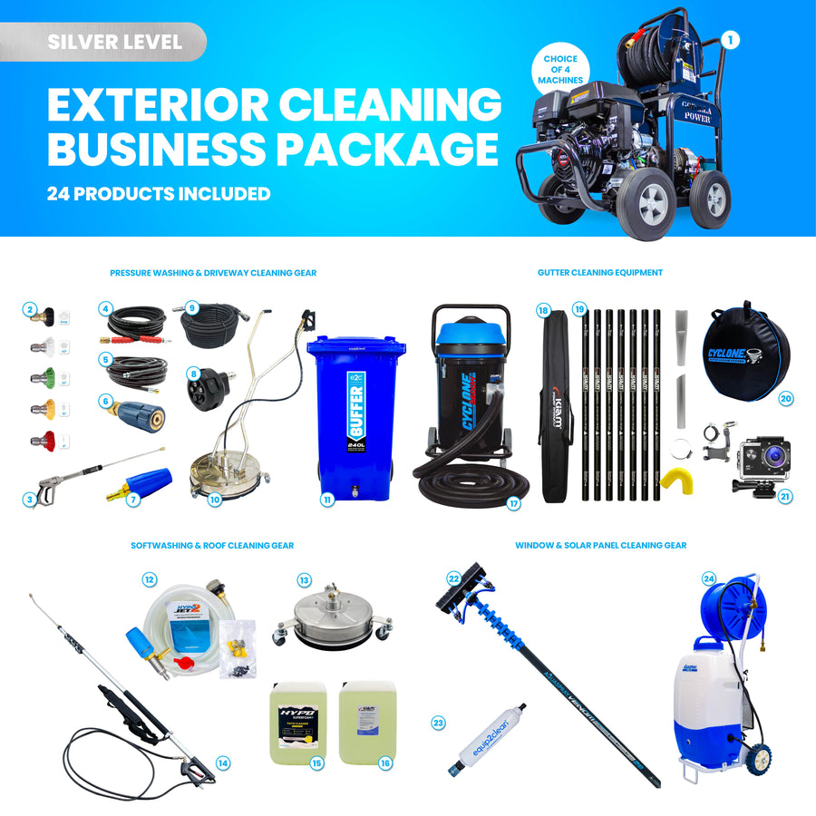 SILVER Exterior Cleaning Business Start-Up Package - Pressure washing, Gutter, Window, Roof cleaning equipment