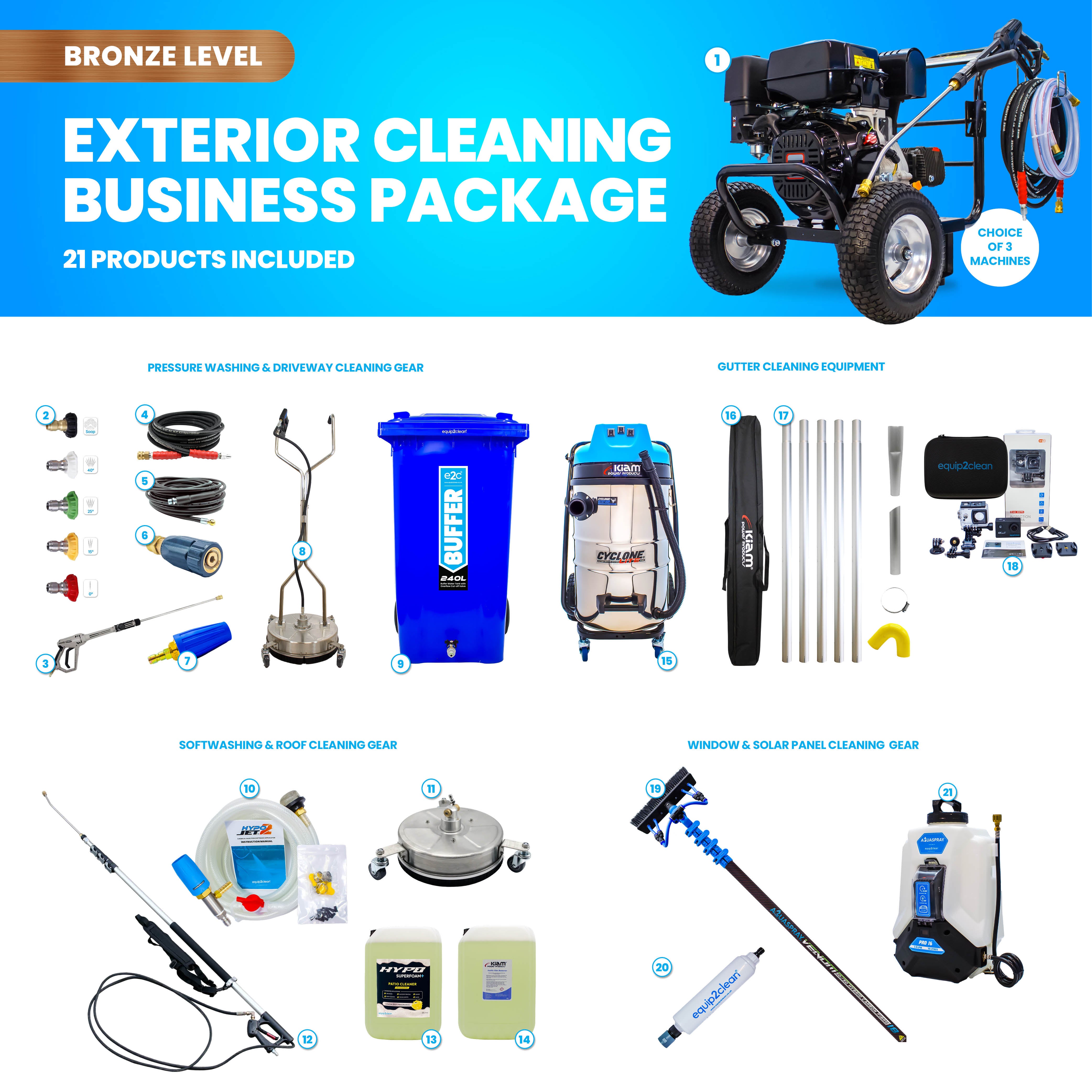 BRONZE Exterior Cleaning Business Start-Up Package - Pressure Washing, Gutter, Window, Roof Cleaning Equipment