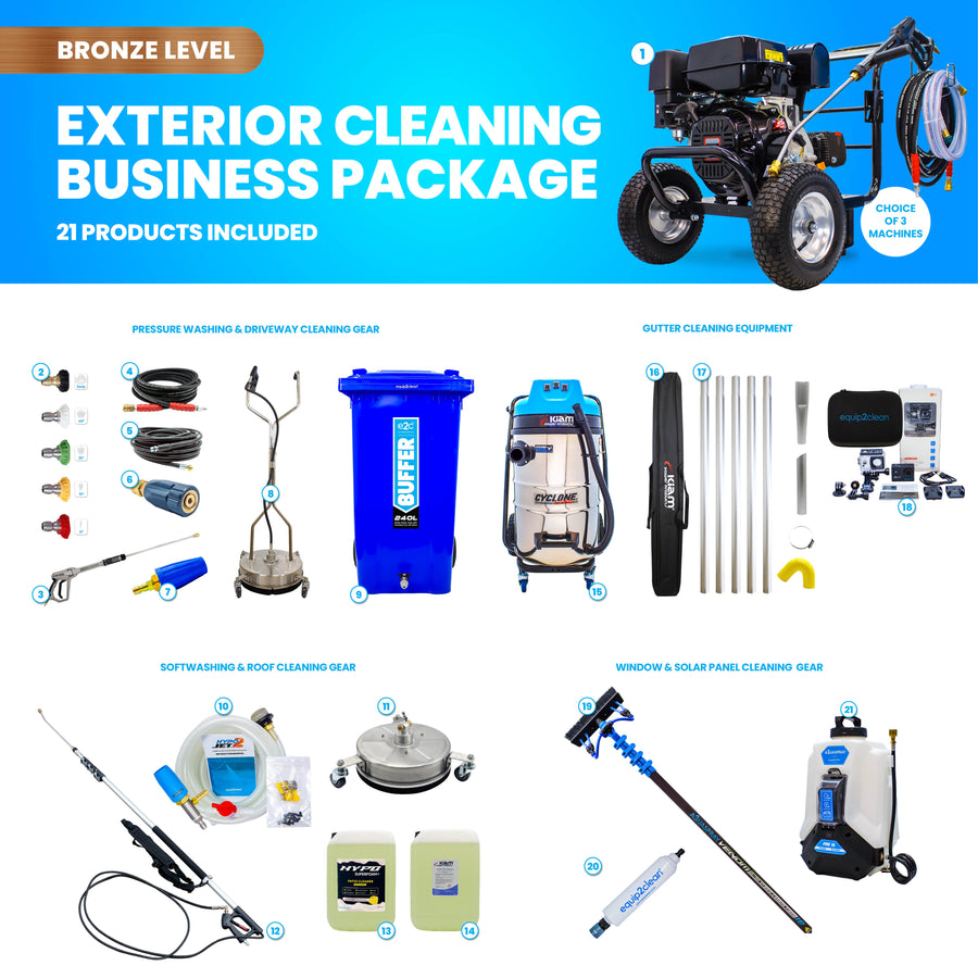 BRONZE Exterior Cleaning Business Start-Up Package - Pressure Washing, Gutter, Window, Roof Cleaning Equipment
