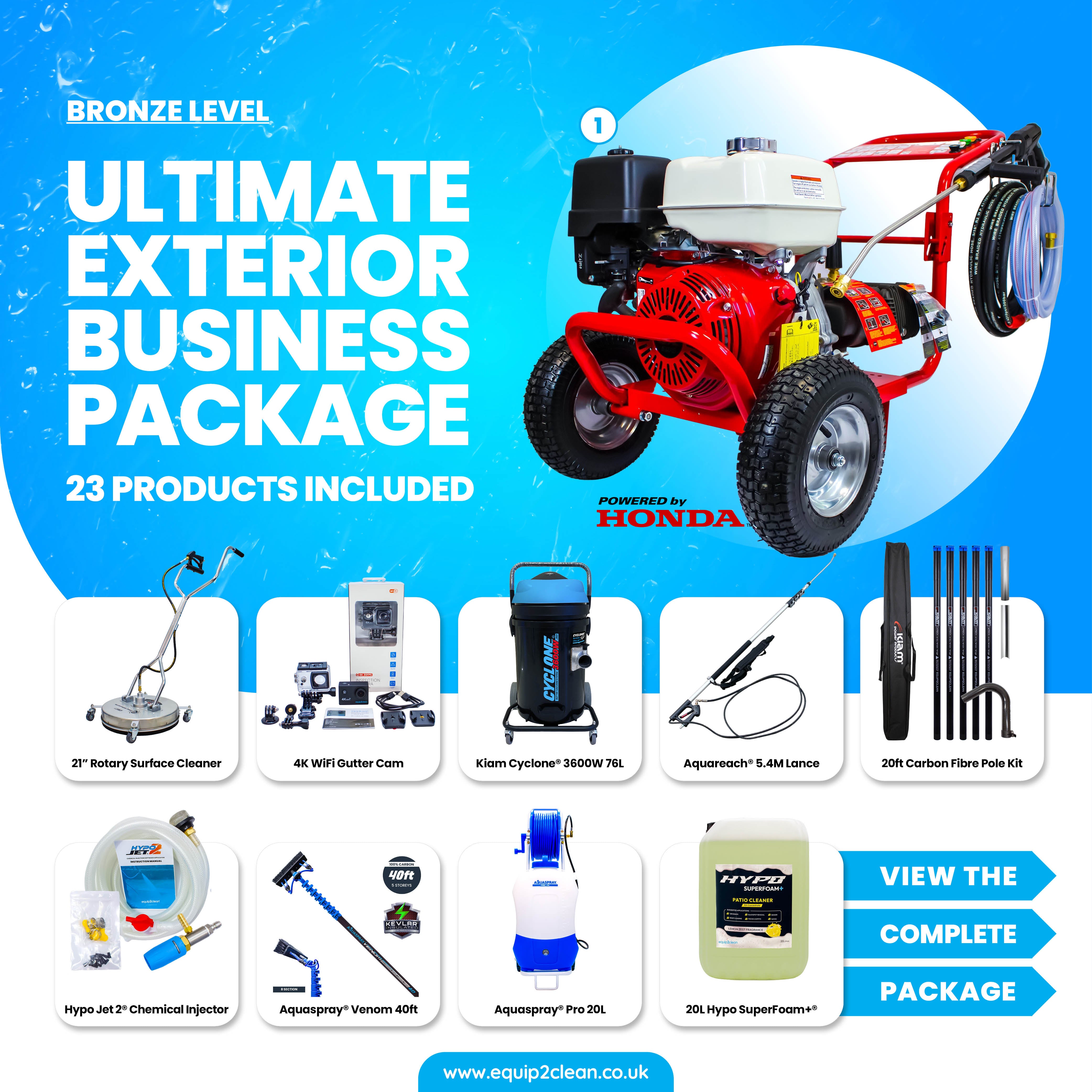 Bronze - Ultimate Honda Exterior Cleaning Business Start-Up Package - Pressure Washing, Gutter, Window, Roof Cleaning Equipment