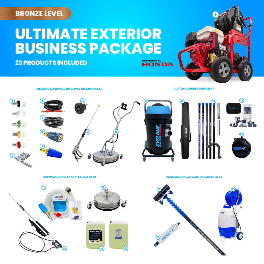 Bronze - Ultimate Honda Exterior Cleaning Business Start-Up Package - Pressure Washing, Gutter, Window, Roof Cleaning Equipment