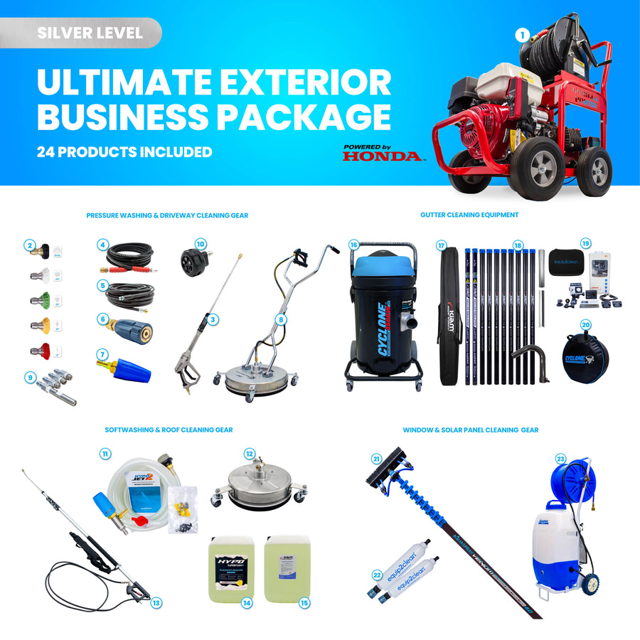 Silver - Ultimate Honda Exterior Business Start-Up Package - Pressure washing, Gutter, Window, Roof cleaning equipment
