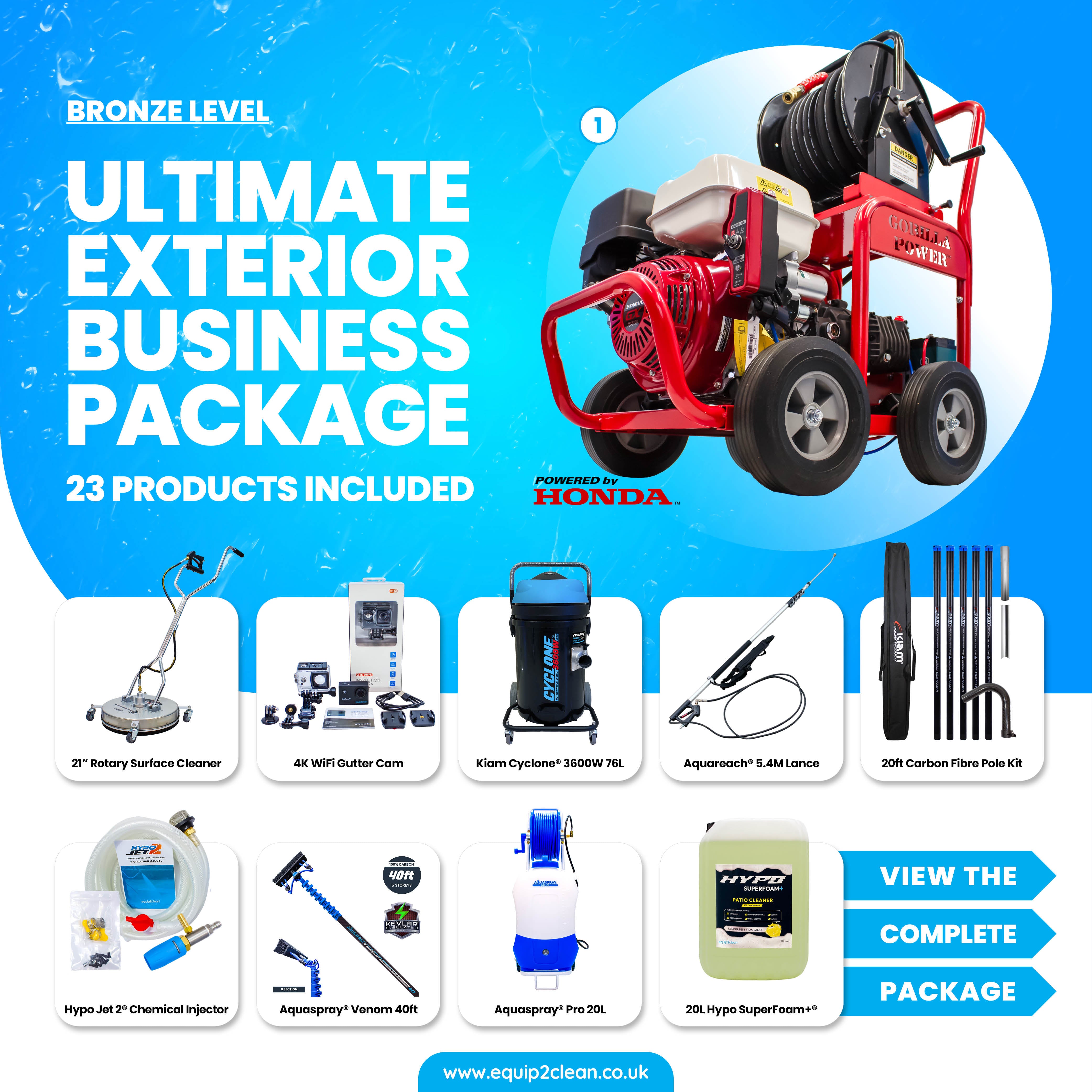Bronze - Ultimate Honda Exterior Cleaning Business Start-Up Package - Pressure Washing, Gutter, Window, Roof Cleaning Equipment