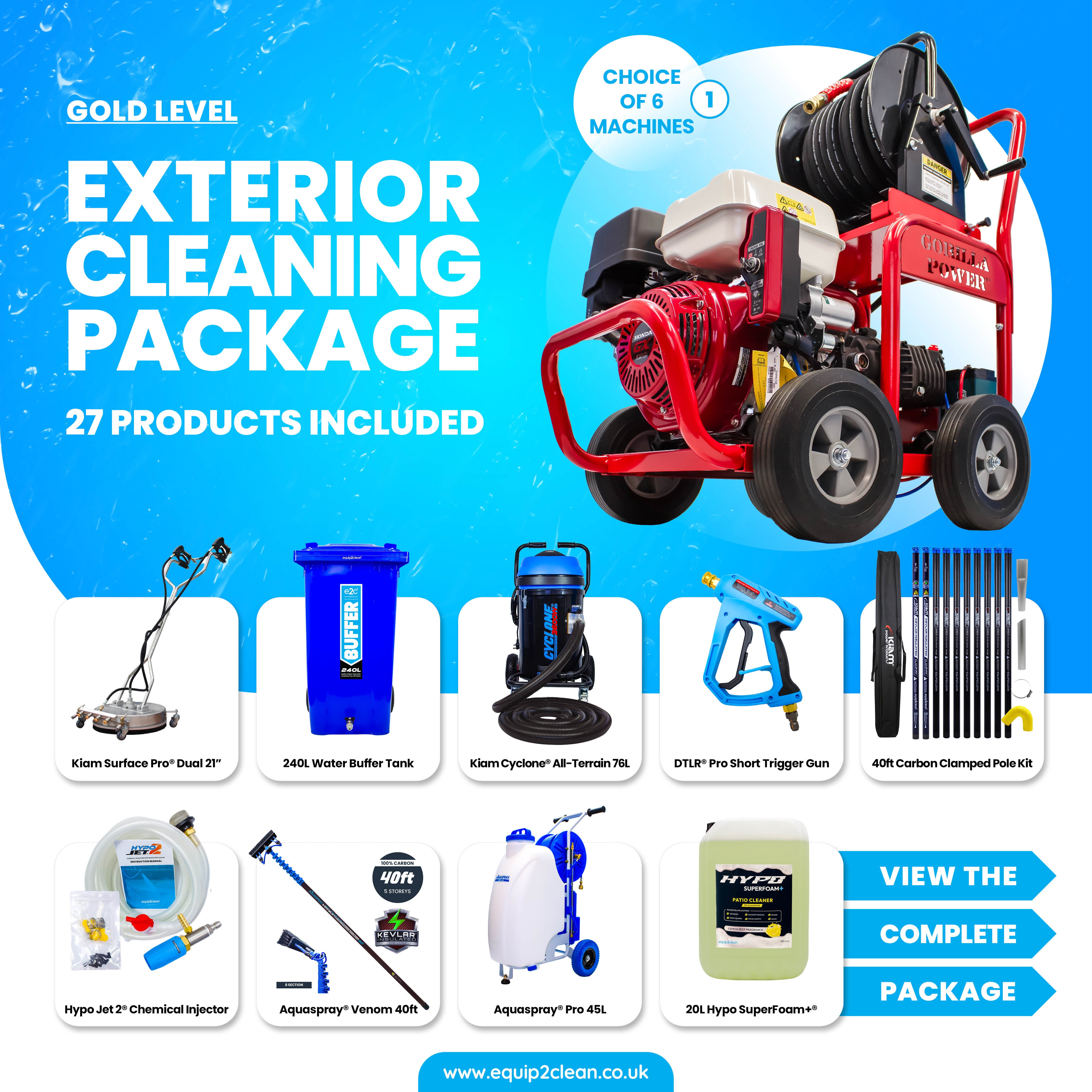 GOLD Exterior Cleaning Business Start-Up Package - Pressure washing, Gutter, Window, Roof cleaning equipment