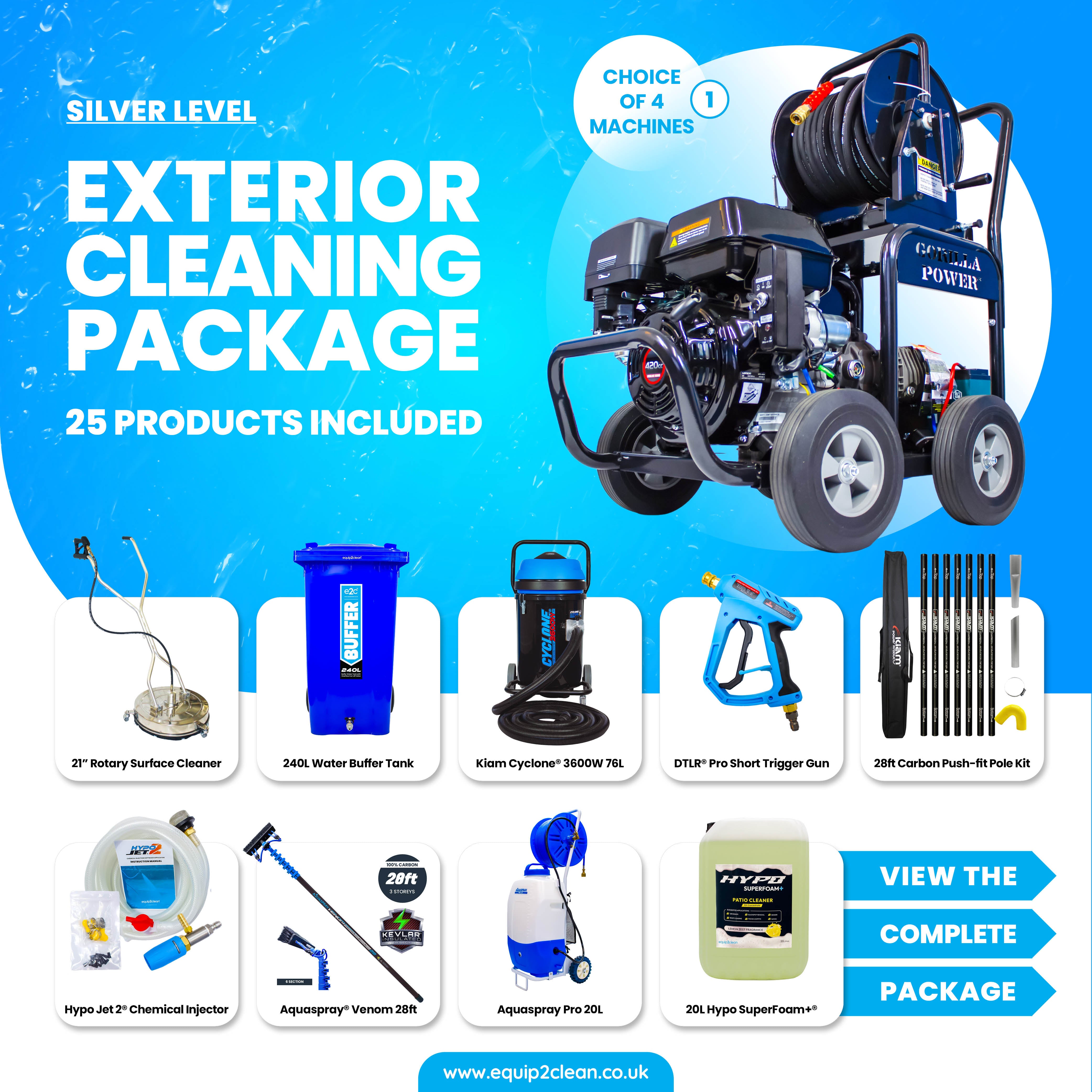 SILVER Exterior Cleaning Business Start-Up Package - Pressure washing, Gutter, Window, Roof cleaning equipment