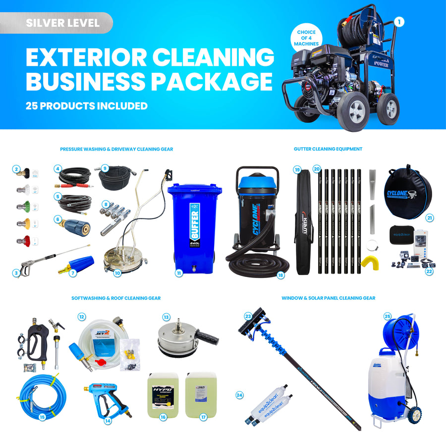 SILVER Exterior Cleaning Business Start-Up Package - Pressure washing, Gutter, Window, Roof cleaning equipment