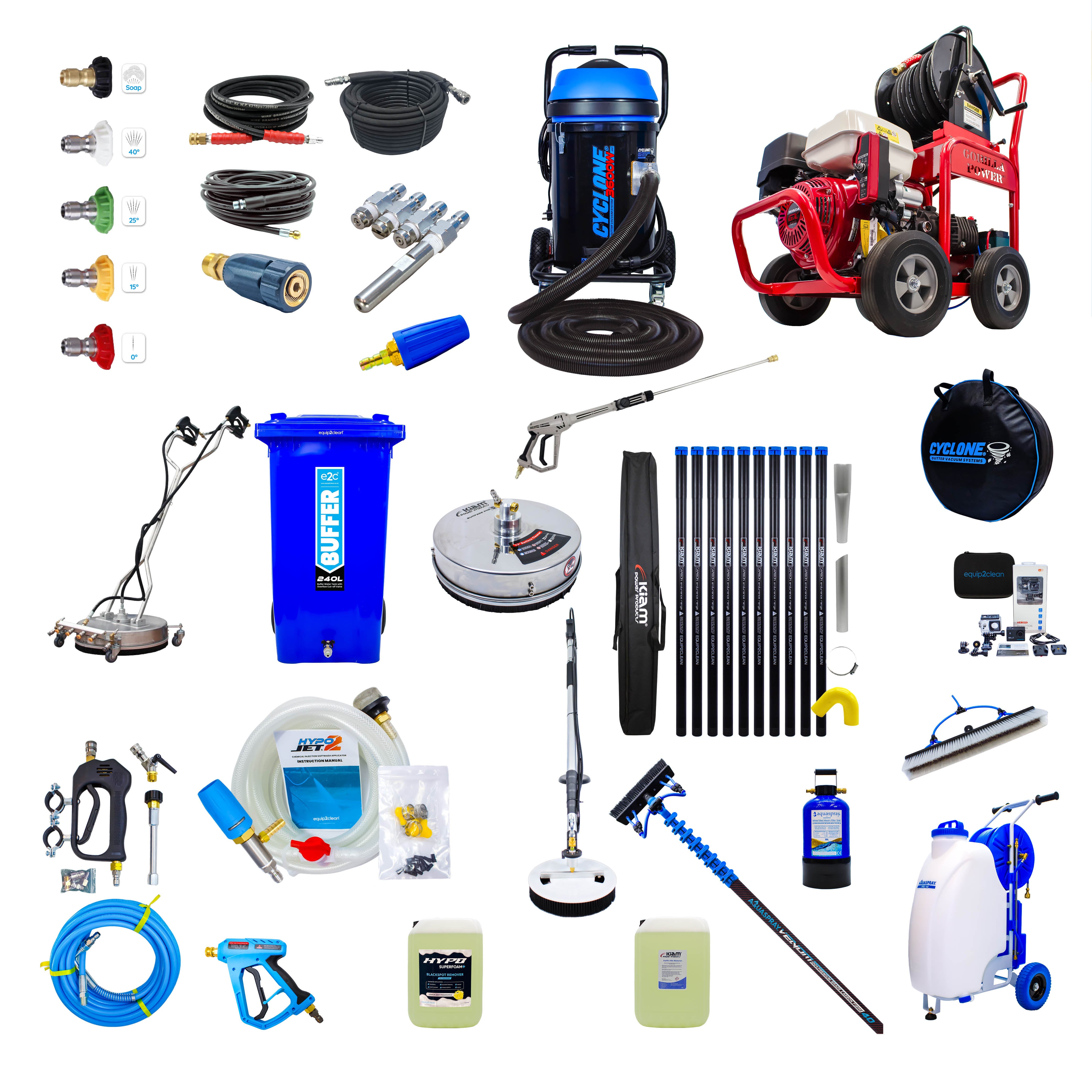 GOLD Exterior Cleaning Business Start-Up Package - Pressure washing, Gutter, Window, Roof cleaning equipment