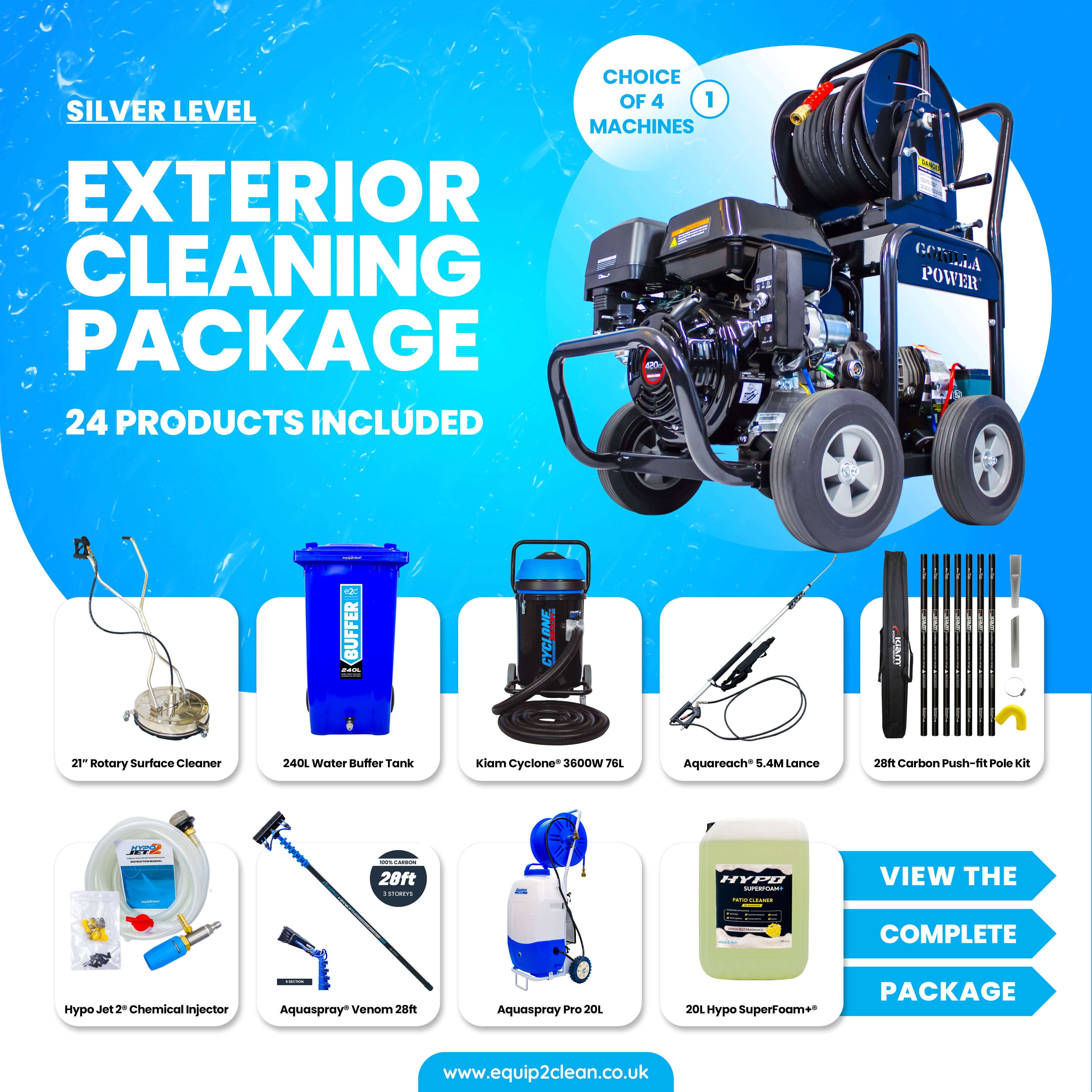 SILVER Exterior Cleaning Business Start-Up Package - Pressure washing, Gutter, Window, Roof cleaning equipment